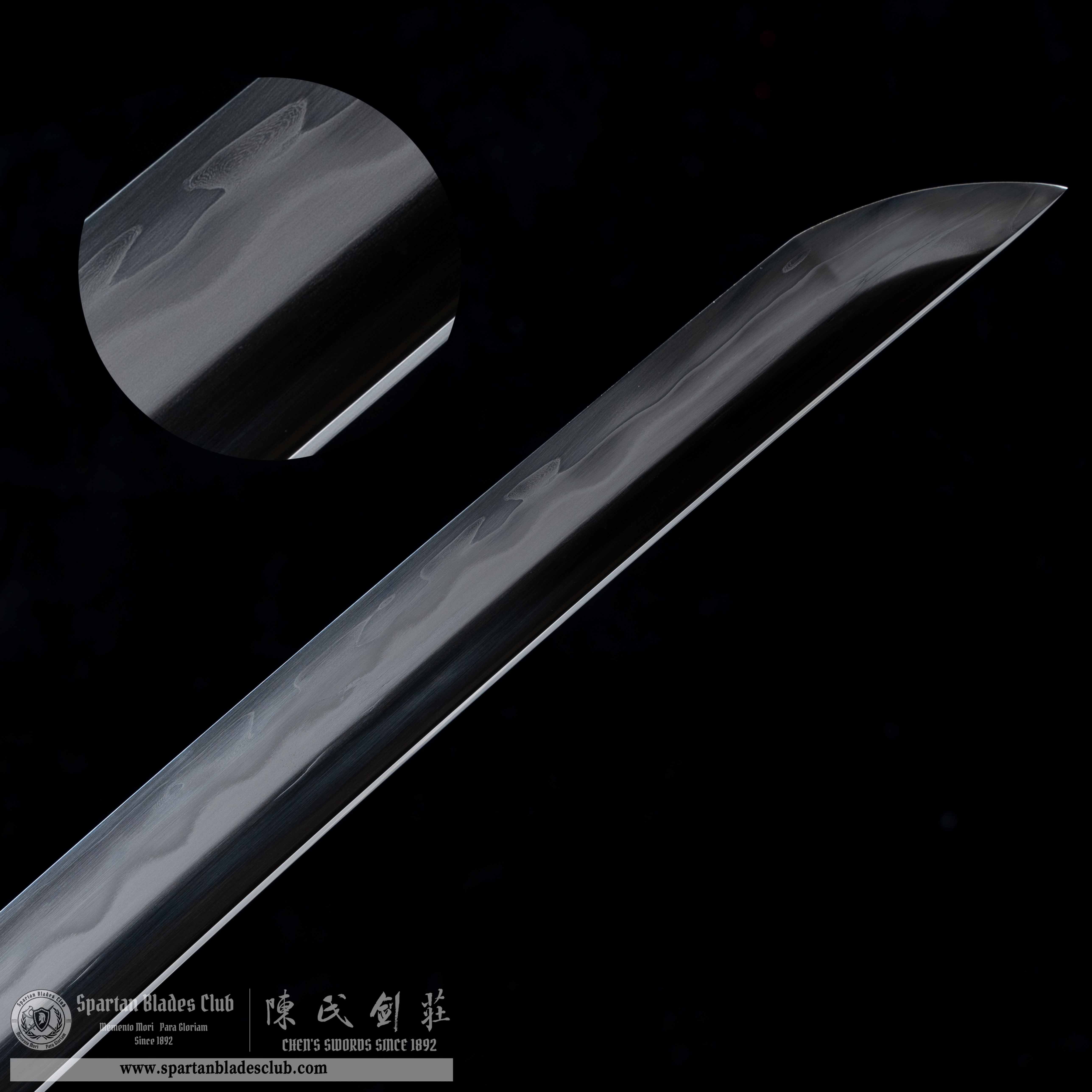 HY31|🔴Blood Guanyin|Katana|Honsanmai structure blade|Tamahagane steel wrapped in Damascus steel|Clay-tempered|Real Hamon|Black&red|Battle-Ready|Full-tang|Spartan Blades Club|CHEN'S SWORDS 1892 - Spartan Blades Club - 陳氏劍莊1892