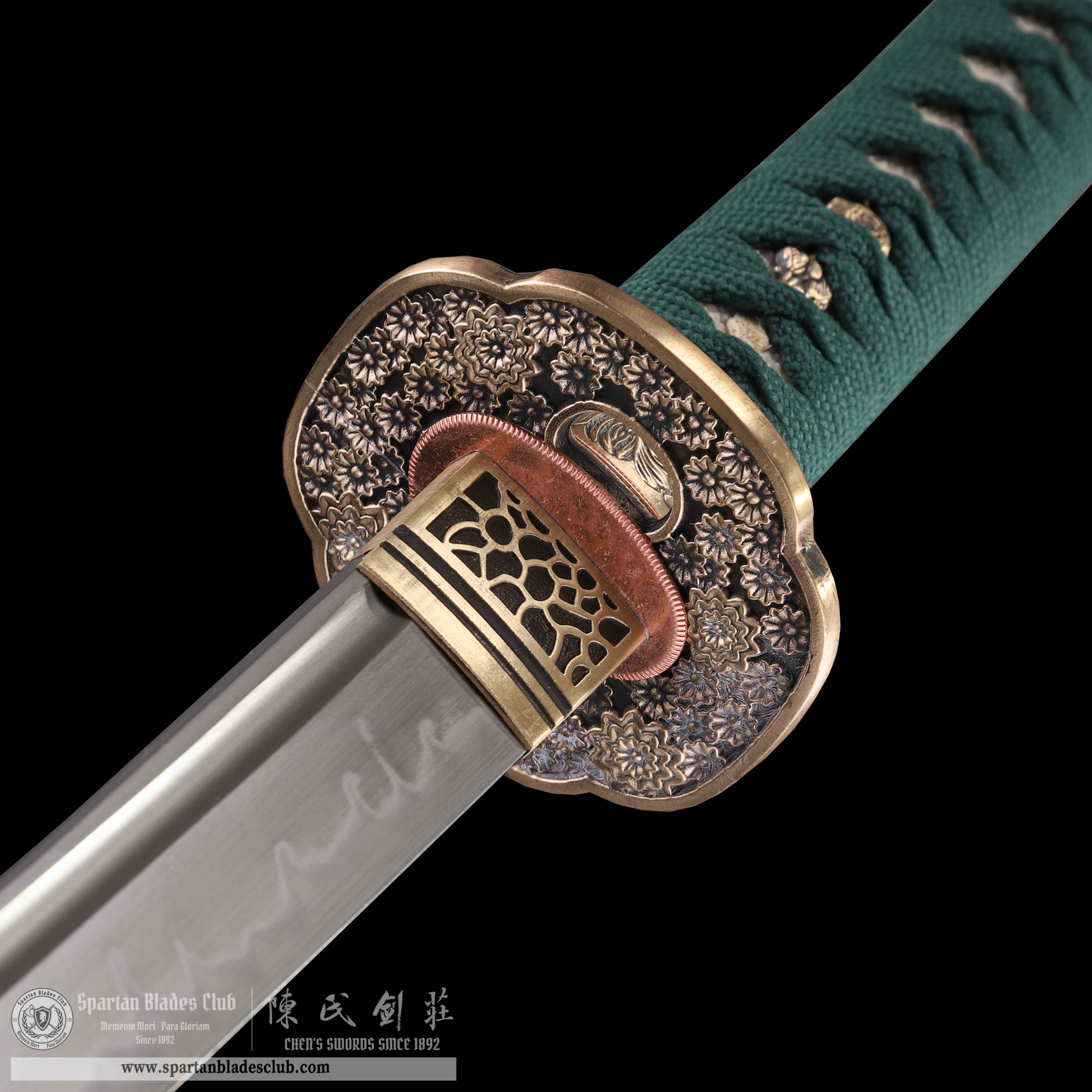 HY34|🍀Cui Qing Samurai|Katana|T10 steel|Clay-tempered|Real Hamon|Green|Battle-Ready|Full-tang|Spartan Blades Club|CHEN'S SWORDS 1892 - Spartan Blades Club - 陳氏劍莊1892