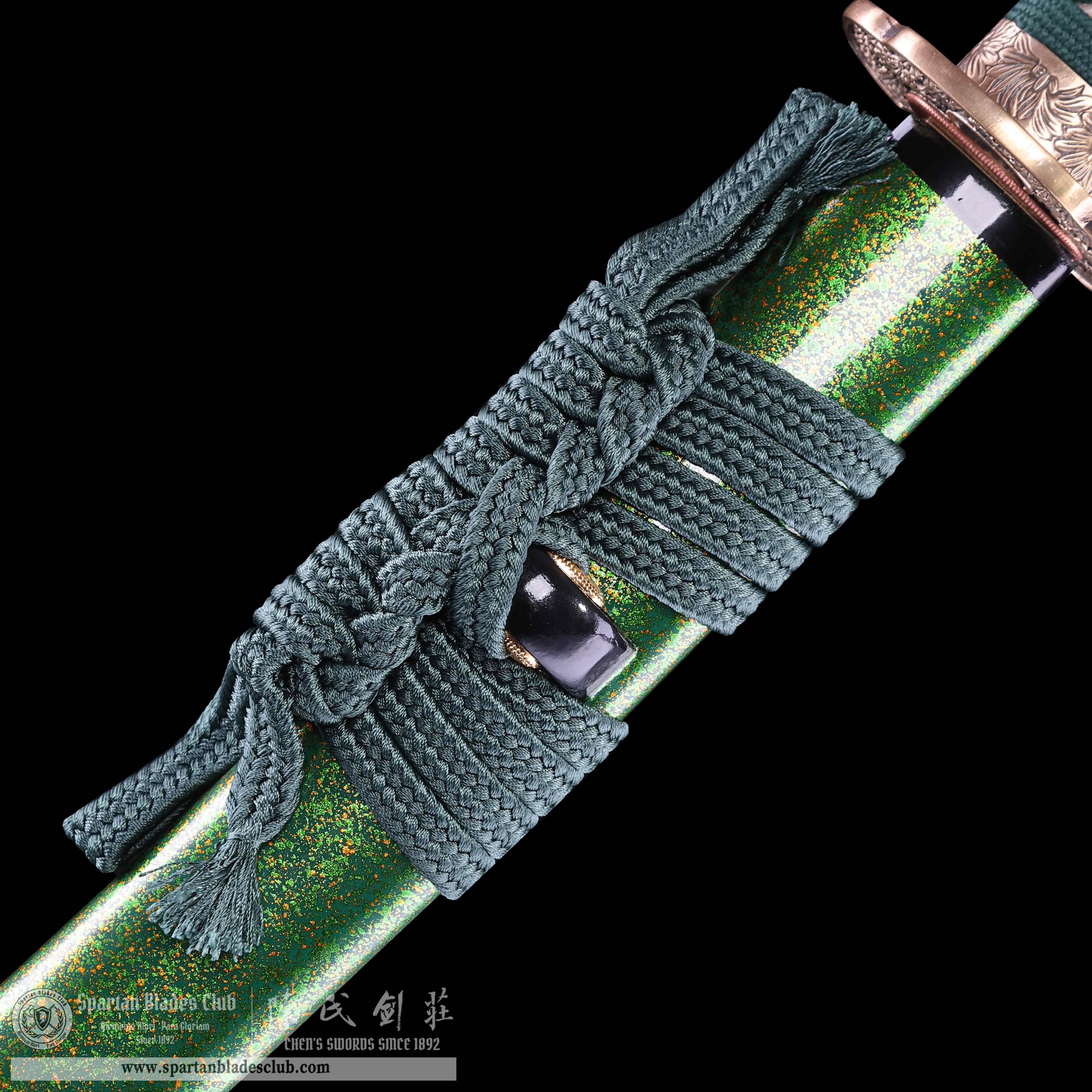 HY34|🍀Cui Qing Samurai|Katana|T10 steel|Clay-tempered|Real Hamon|Green|Battle-Ready|Full-tang|Spartan Blades Club|CHEN'S SWORDS 1892 - Spartan Blades Club - 陳氏劍莊1892