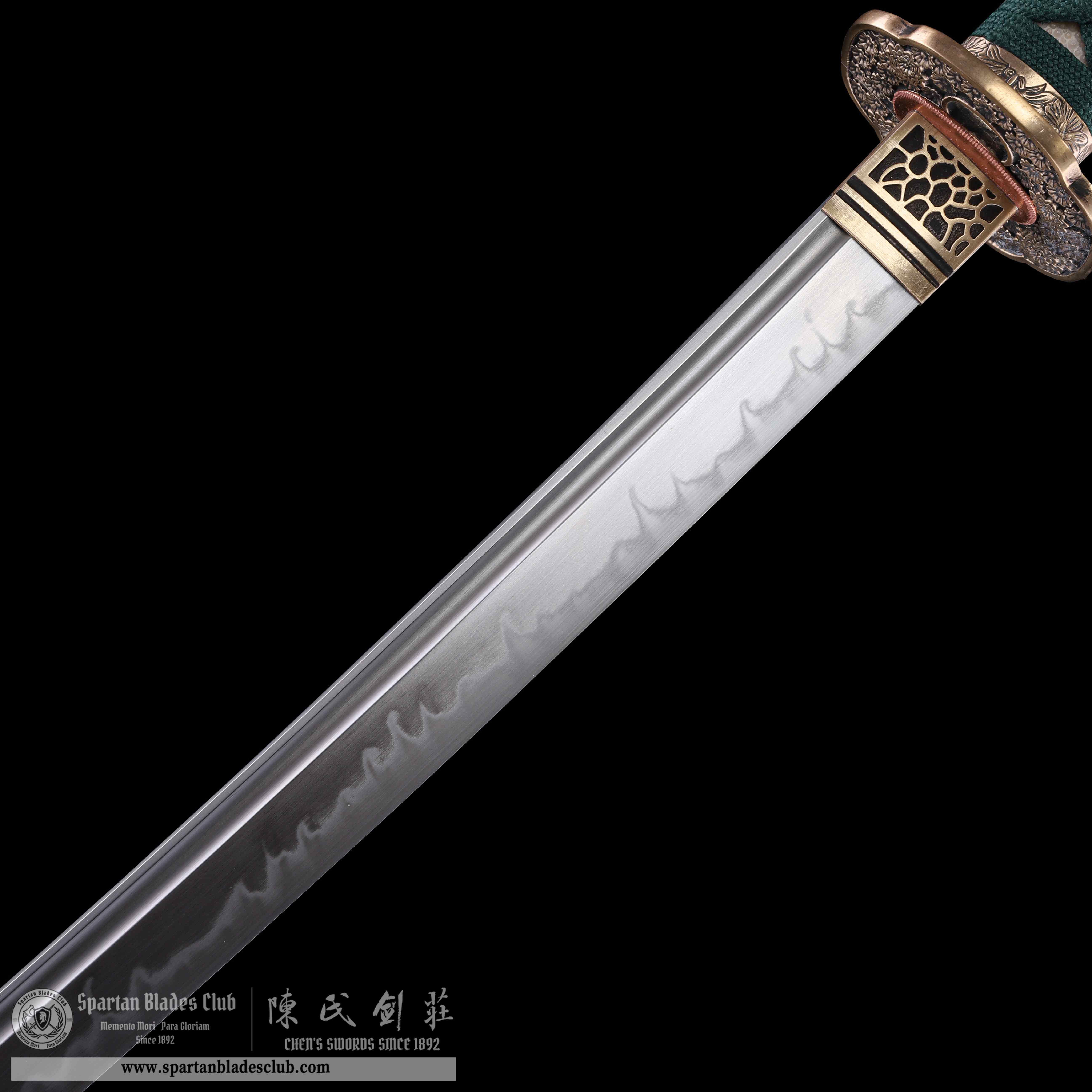 HY34|🍀Cui Qing Samurai|Katana|T10 steel|Clay-tempered|Real Hamon|Green|Battle-Ready|Full-tang|Spartan Blades Club|CHEN'S SWORDS 1892 - Spartan Blades Club - 陳氏劍莊1892