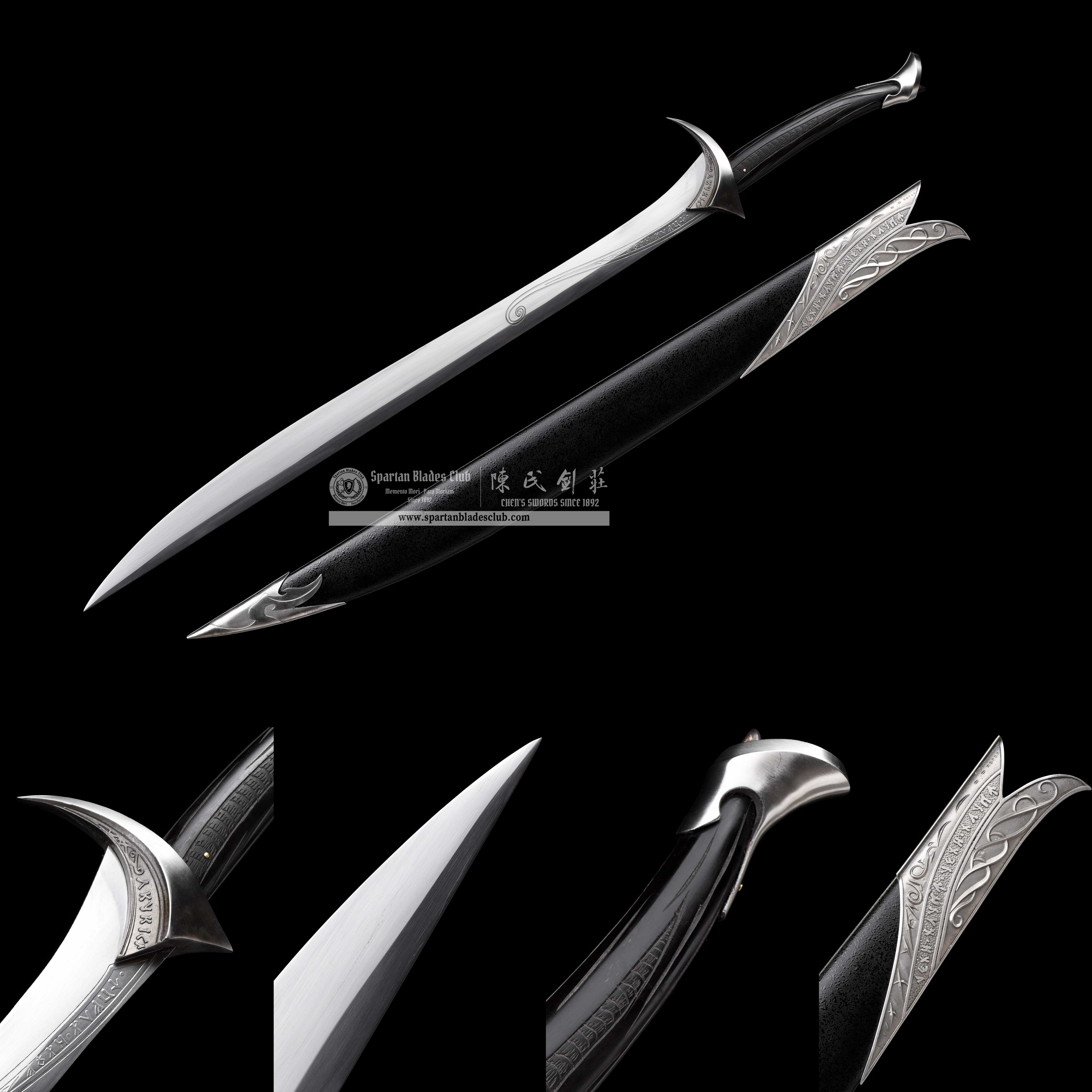 TR07|Orcrist|European Sword|High manganese steel|Black&silvery|The Hobbit| Battle-Ready|Full-tang|Spartan Blades Club|CHEN'S SWORDS 1892 - Spartan Blades Club - 陳氏劍莊1892