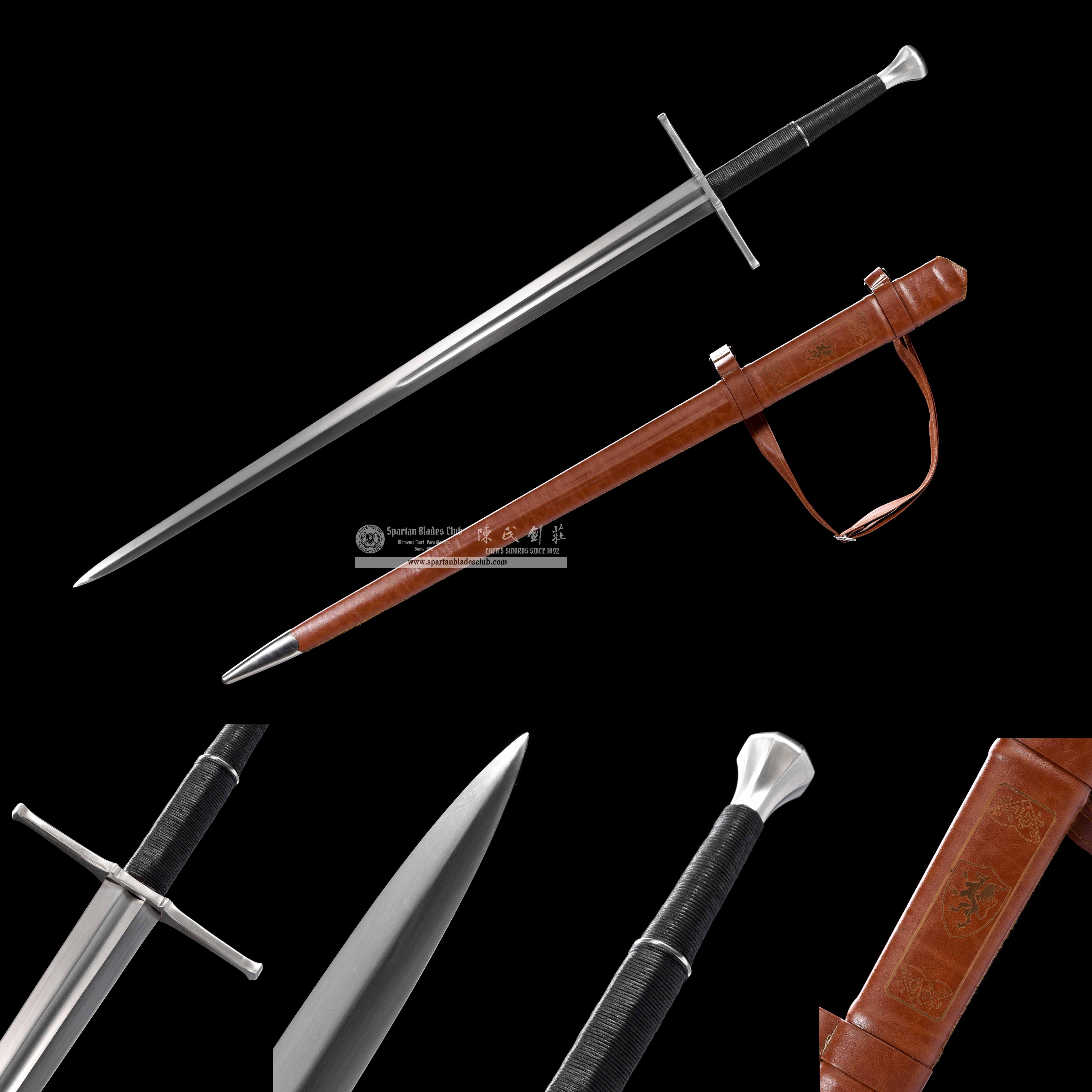 TR09|The Witcher Longsword|European Sword|Manganese steel|Black&brown|Battle-Ready|Full-tang|Spartan Blades Club|CHEN'S SWORDS 1892 - Spartan Blades Club - 陳氏劍莊1892