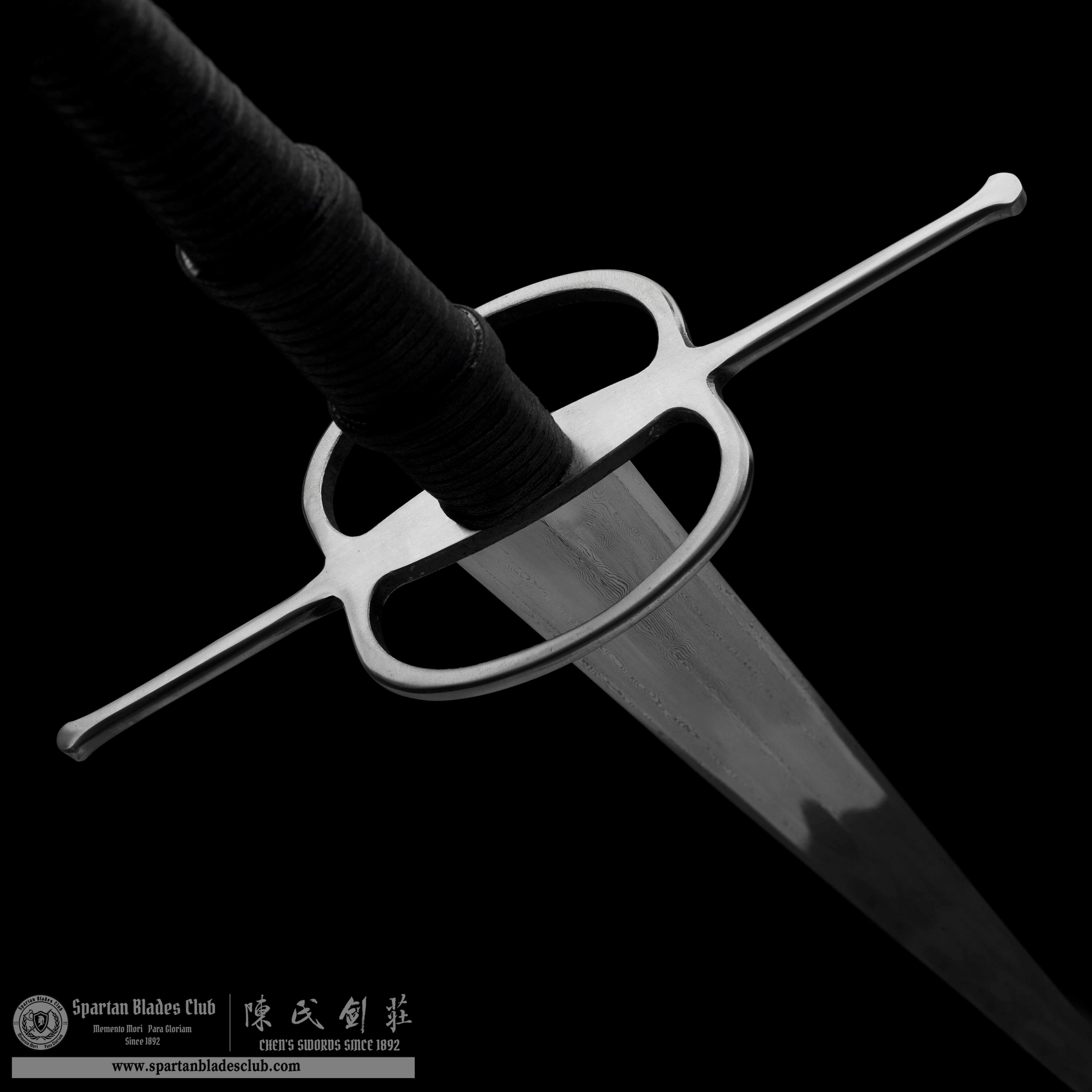 TR12|Mornless Blade|European Sword|Damascus steel|Black&silvery|Battle-Ready|Full-tang|Spartan Blades Club|CHEN'S SWORDS 1892 - Spartan Blades Club - 陳氏劍莊1892