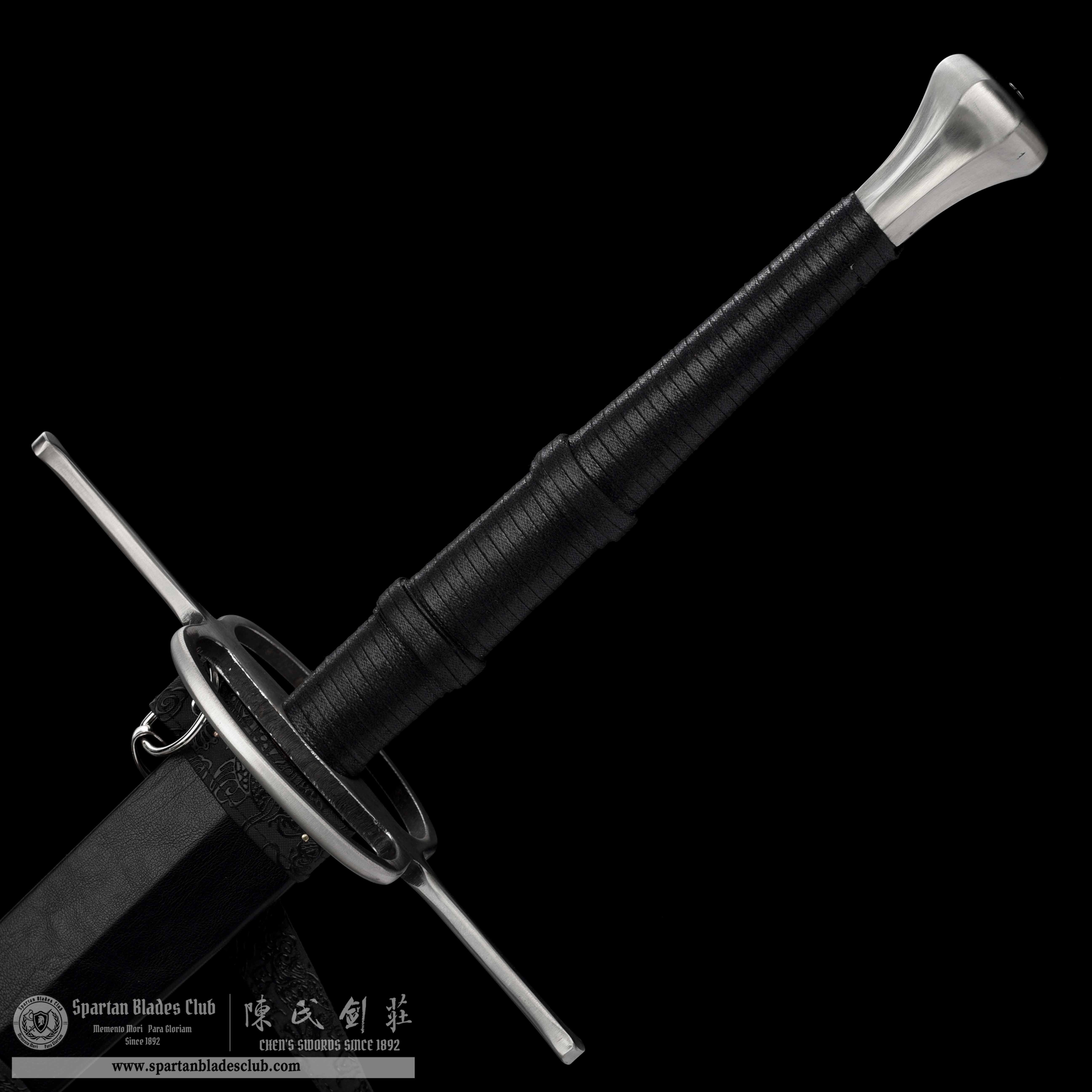 TR12｜Mornless Blade｜European Sword｜Damascus steel｜Black&silvery｜Battle-Ready｜Full-tang｜Spartan Blades Club｜CHEN'S SWORDS 1892 - Spartan Blades Club - 陳氏劍莊1892