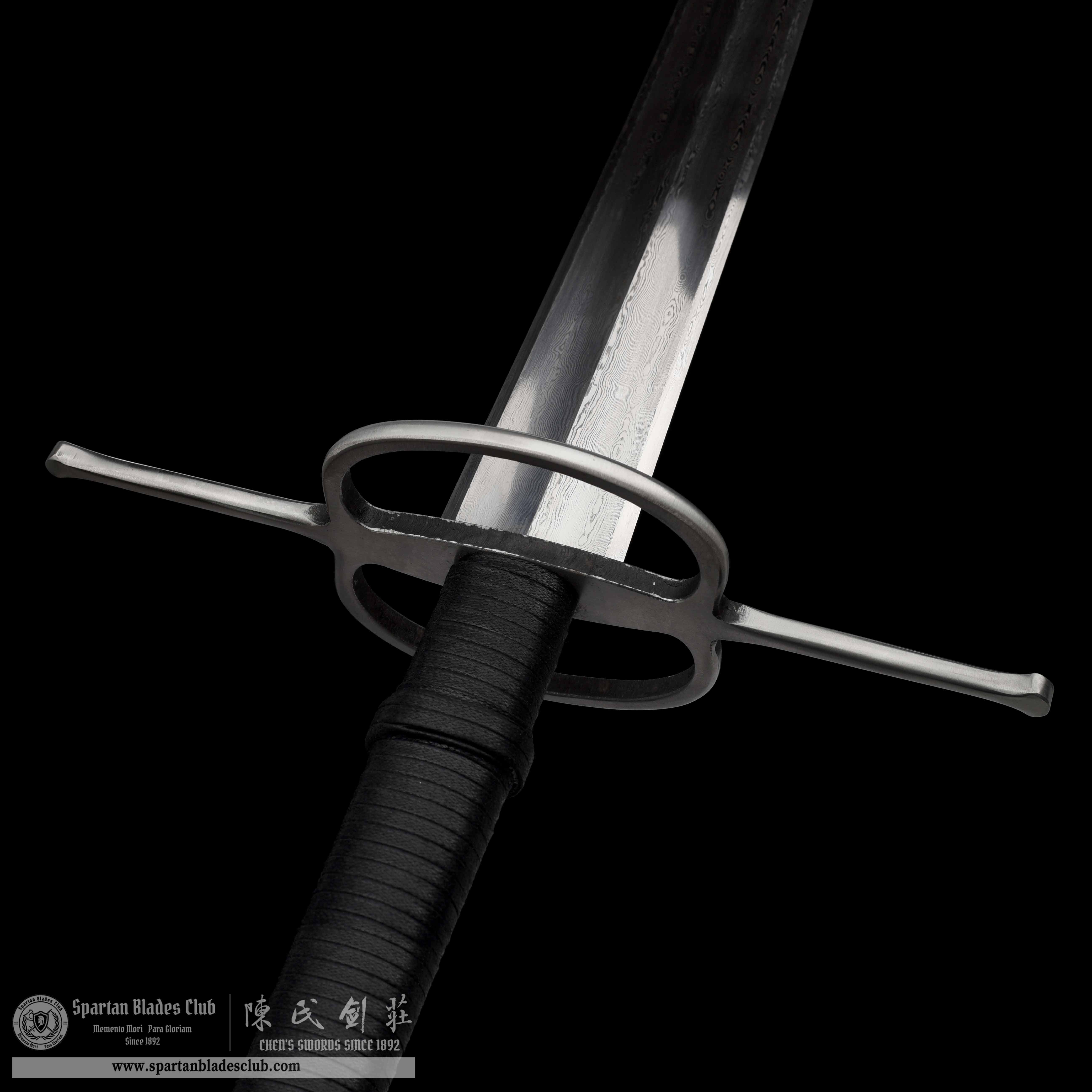 TR12｜Mornless Blade｜European Sword｜Damascus steel｜Black&silvery｜Battle-Ready｜Full-tang｜Spartan Blades Club｜CHEN'S SWORDS 1892 - Spartan Blades Club - 陳氏劍莊1892