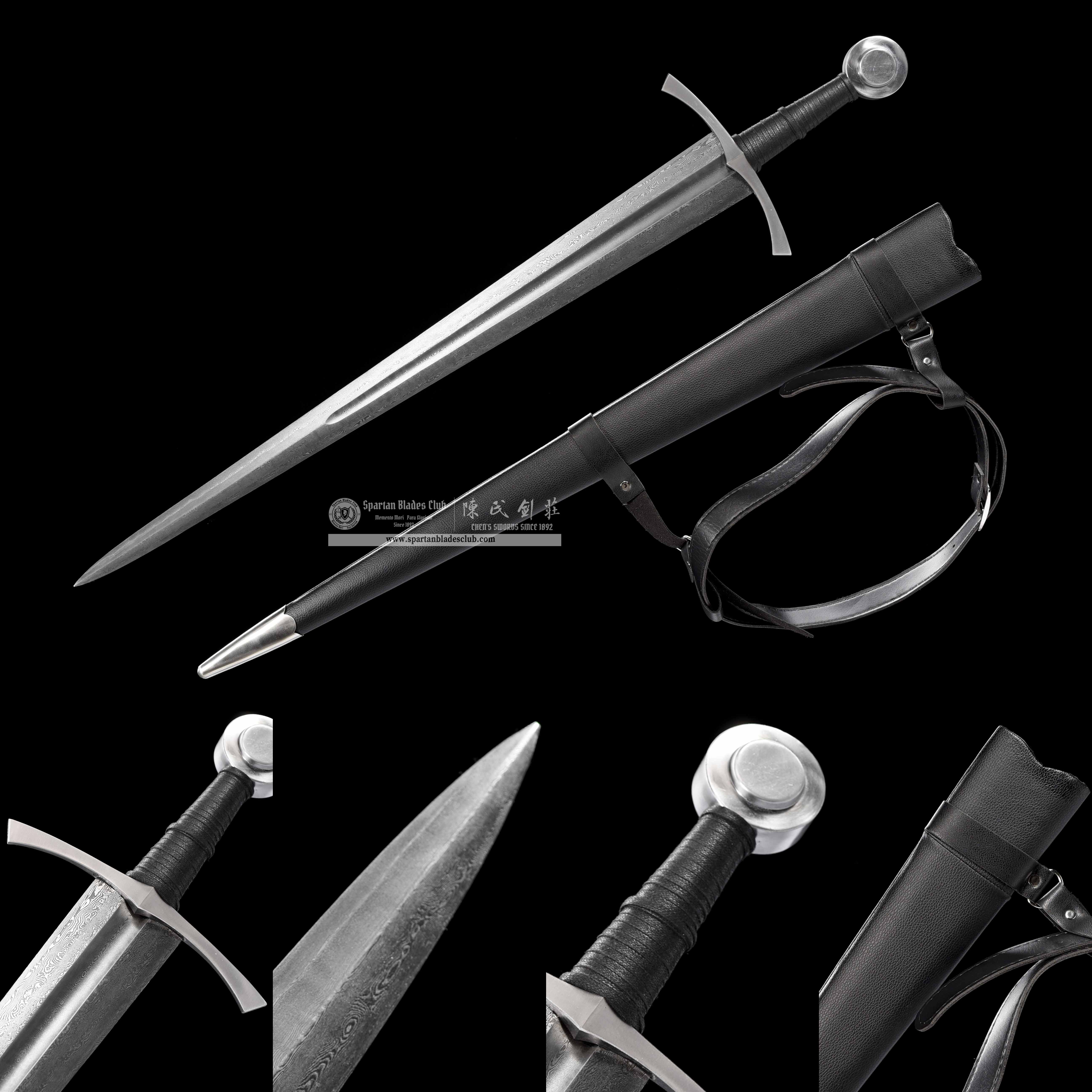 TR13|Umbra Blade|European Sword|Damascus steel|Black&silvery|Battle-Ready|Full-tang|Spartan Blades Club|CHEN'S SWORDS 1892 - Spartan Blades Club - 陳氏劍莊1892