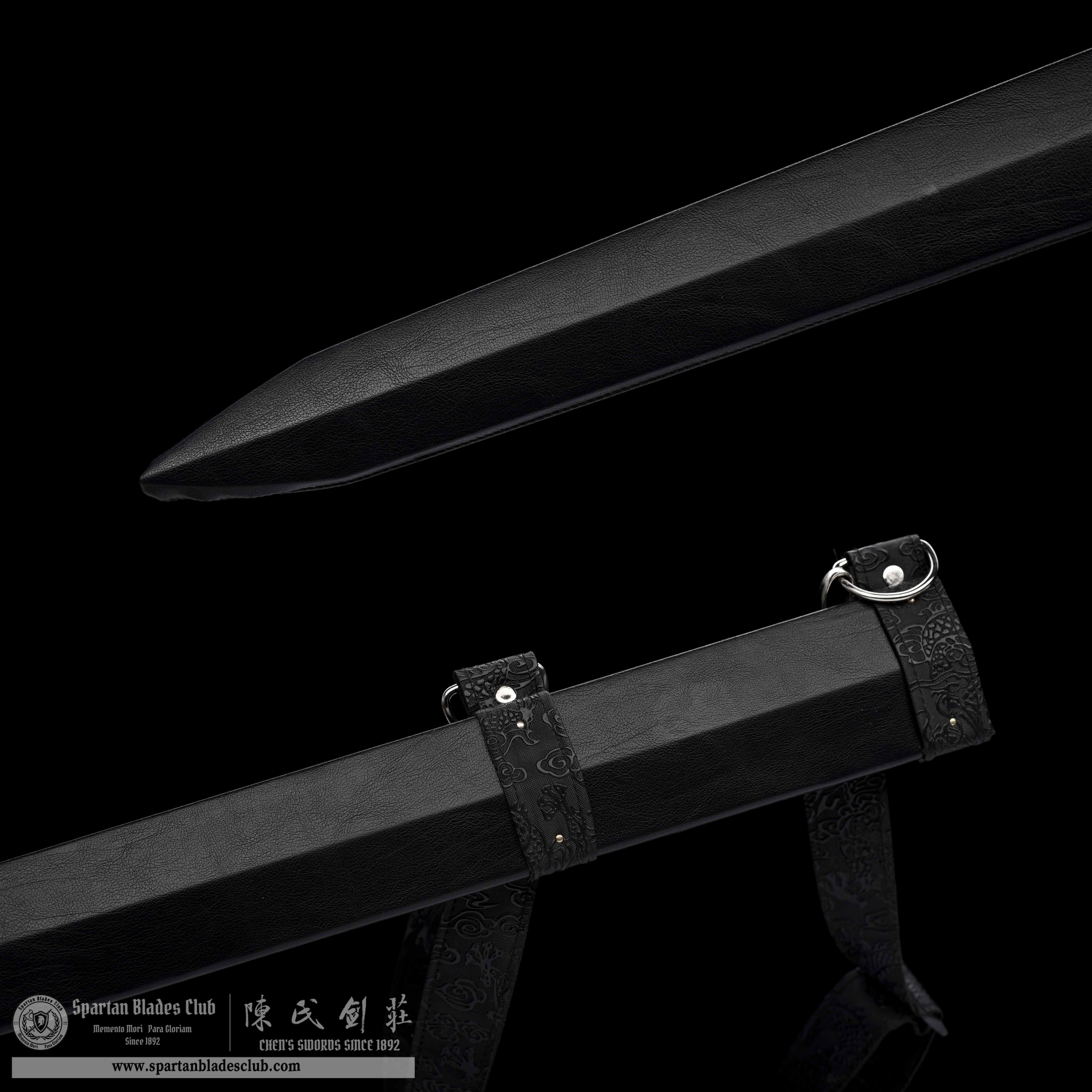 TR12｜Mornless Blade｜European Sword｜Damascus steel｜Black&silvery｜Battle-Ready｜Full-tang｜Spartan Blades Club｜CHEN'S SWORDS 1892 - Spartan Blades Club - 陳氏劍莊1892