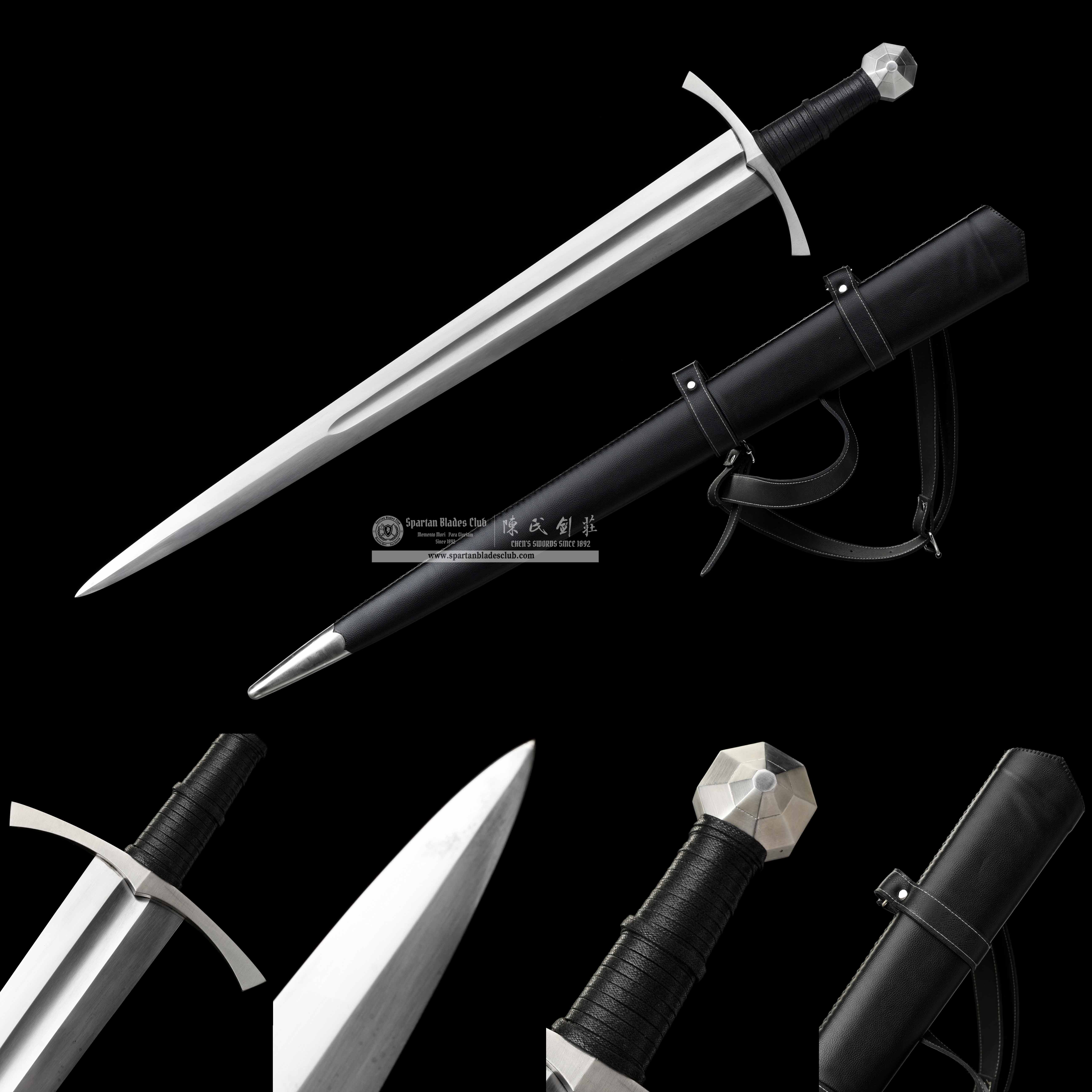 TR17|Octagon Pommel sword|European Sword|Manganese steel|Black&silvery|Battle-Ready|Full-tang|Spartan Blades Club|CHEN'S SWORDS 1892 - Spartan Blades Club - 陳氏劍莊1892