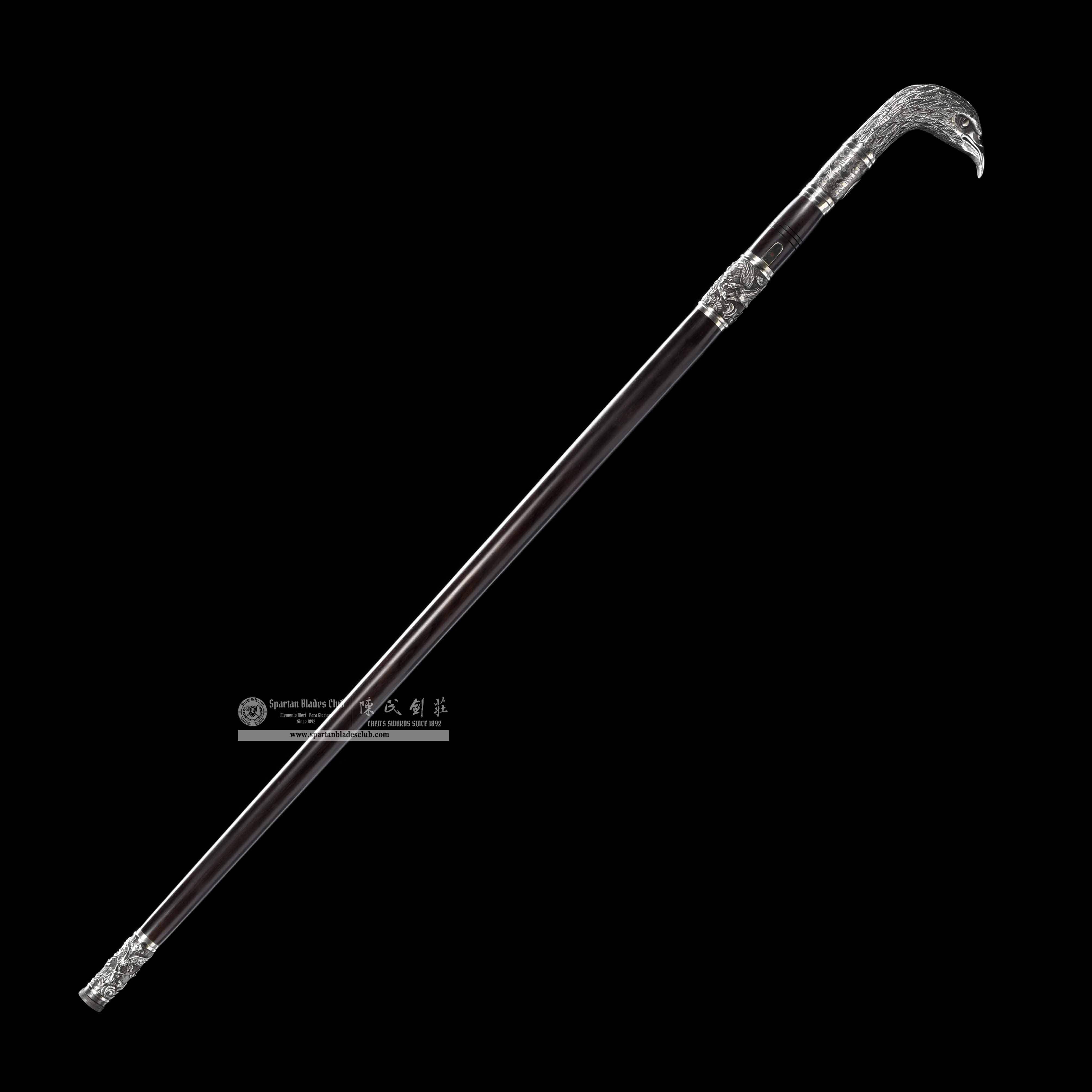 WS03｜Silver - Eagle Scepter Cane Sword｜Cane Sword｜Damascus steel｜Black&Silver｜Battle-Ready｜Full-tang｜Spartan Blades Club｜CHEN'S SWORDS 1892 - Spartan Blades Club - 陳氏劍莊1892
