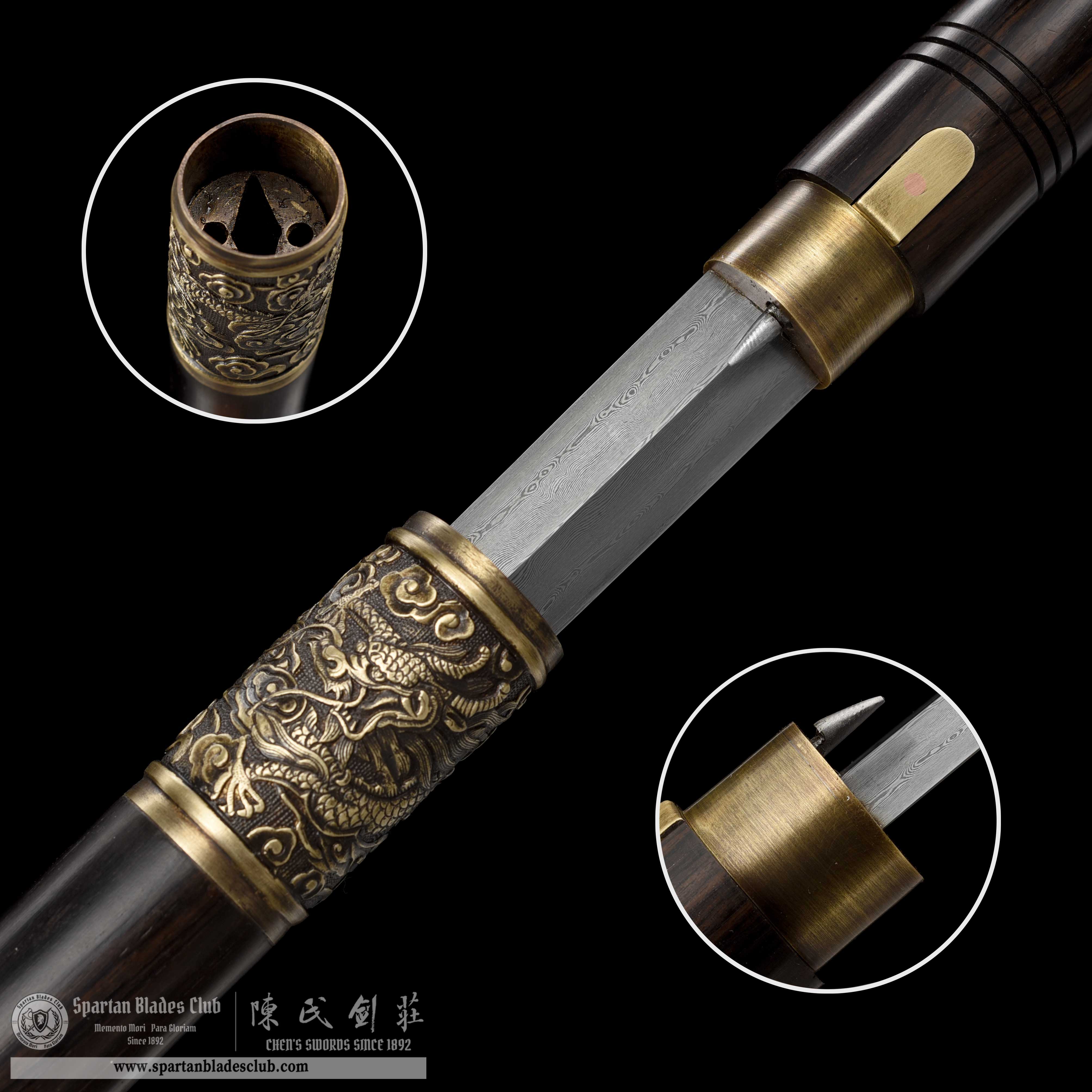 WS01｜Snake - Shadow King's Cane Sword｜Cane Sword｜Damascus steel｜Black&golden｜Battle-Ready｜Full-tang｜Spartan Blades Club｜CHEN'S SWORDS 1892 - Spartan Blades Club - 陳氏劍莊1892