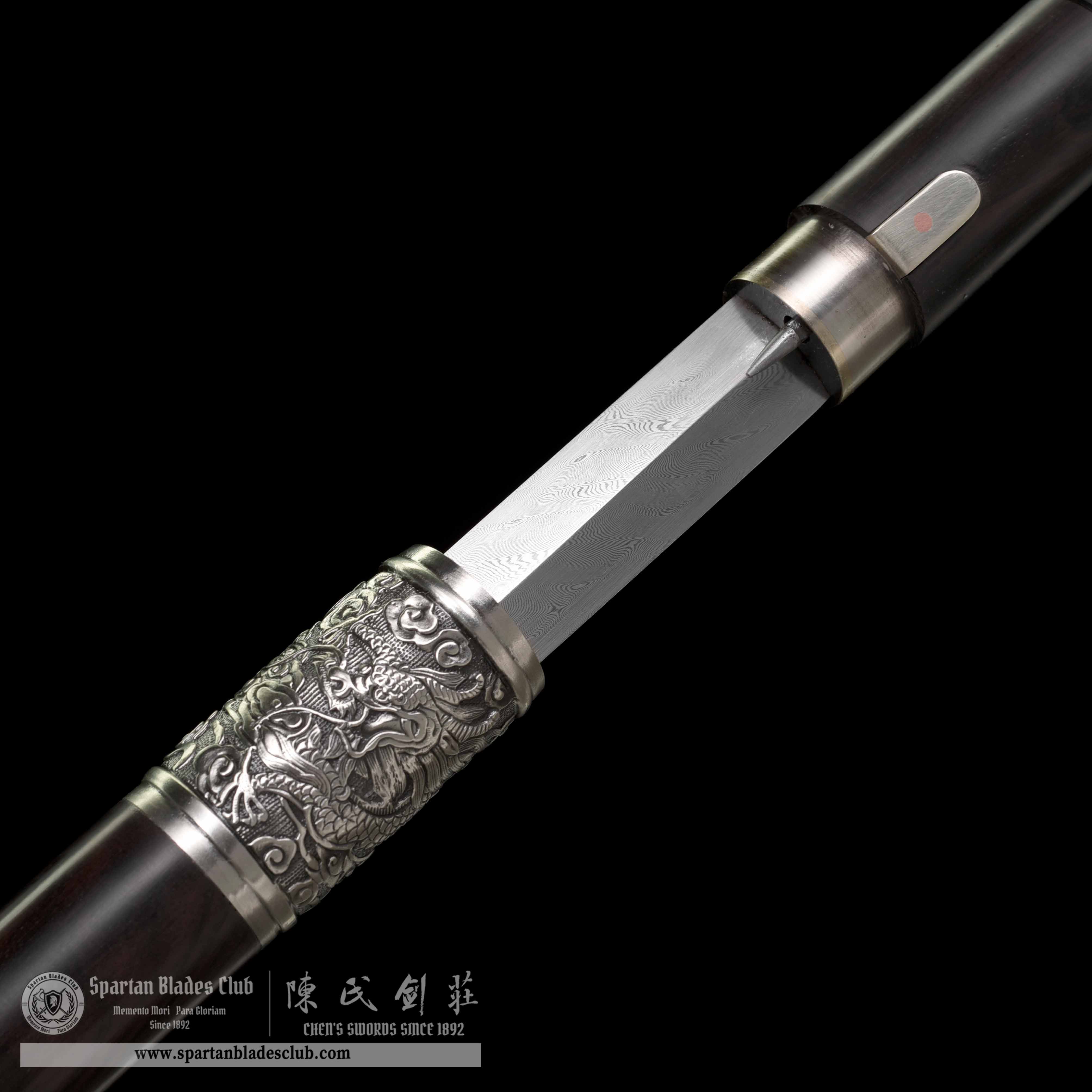 WS04｜Loong（Dragon） - Shadow Silver Cane Sword｜Cane Sword｜Damascus steel｜Black&Silver｜Battle-Ready｜Full-tang｜Spartan Blades Club｜CHEN'S SWORDS 1892 - Spartan Blades Club - 陳氏劍莊1892