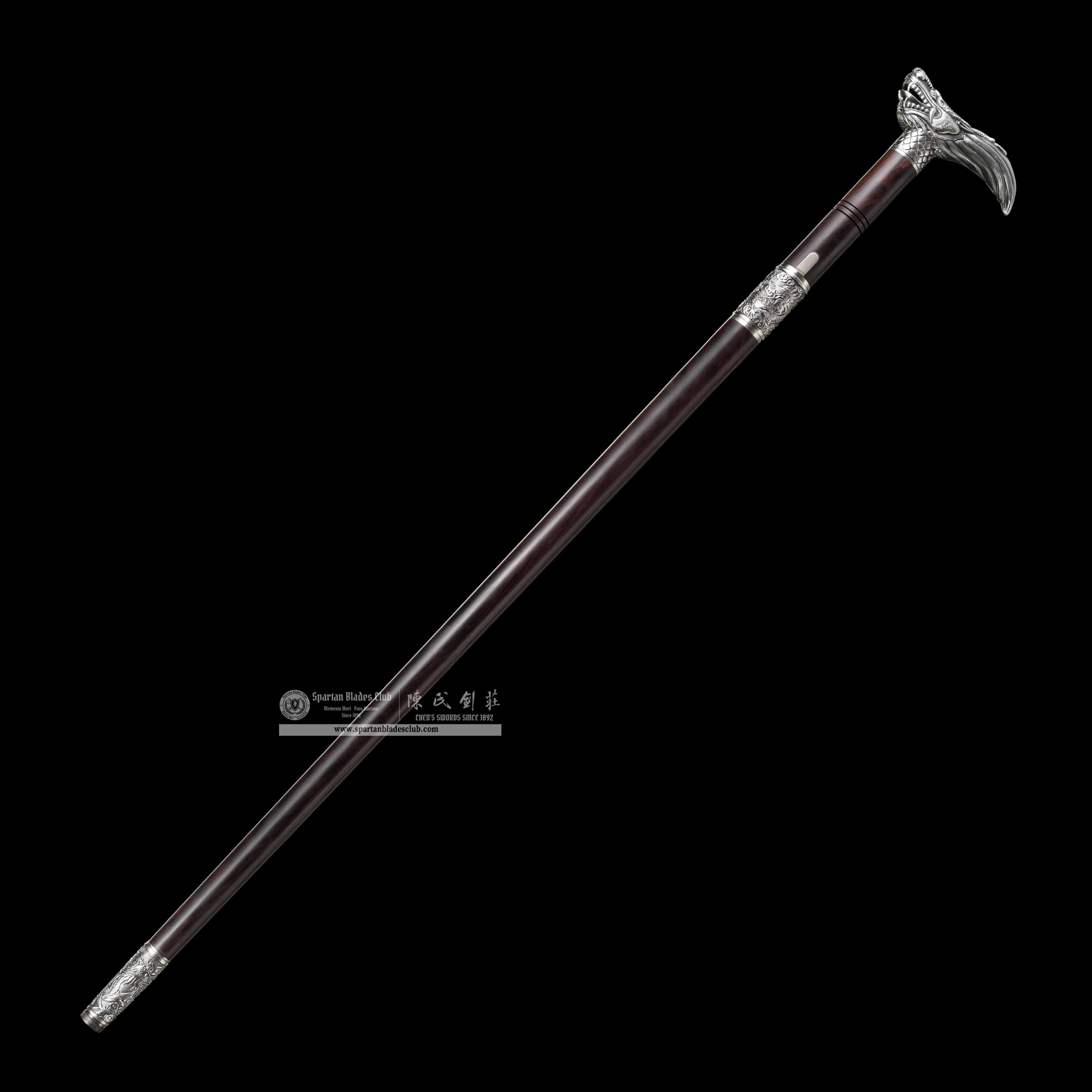 WS04｜Loong（Dragon） - Shadow Silver Cane Sword｜Cane Sword｜Damascus steel｜Black&Silver｜Battle-Ready｜Full-tang｜Spartan Blades Club｜CHEN'S SWORDS 1892 - Spartan Blades Club - 陳氏劍莊1892