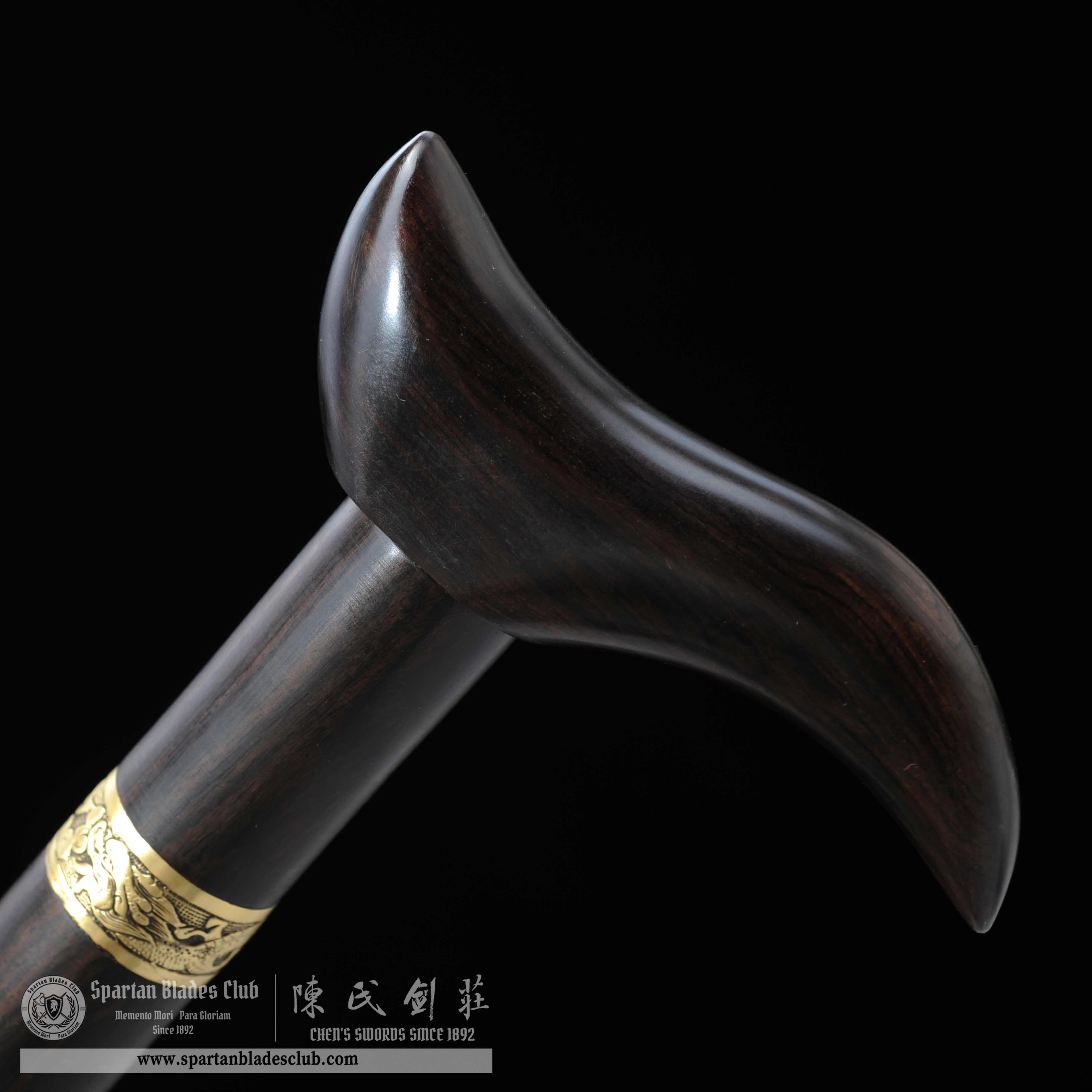 WS06|Ebony Cane Sword|Cane Sword|Damascus steel|loong(Chinese dragon)|Black&golden|Battle-Ready|Full-tang|Spartan Blades Club|CHEN'S SWORDS 1892 - Spartan Blades Club - 陳氏劍莊1892
