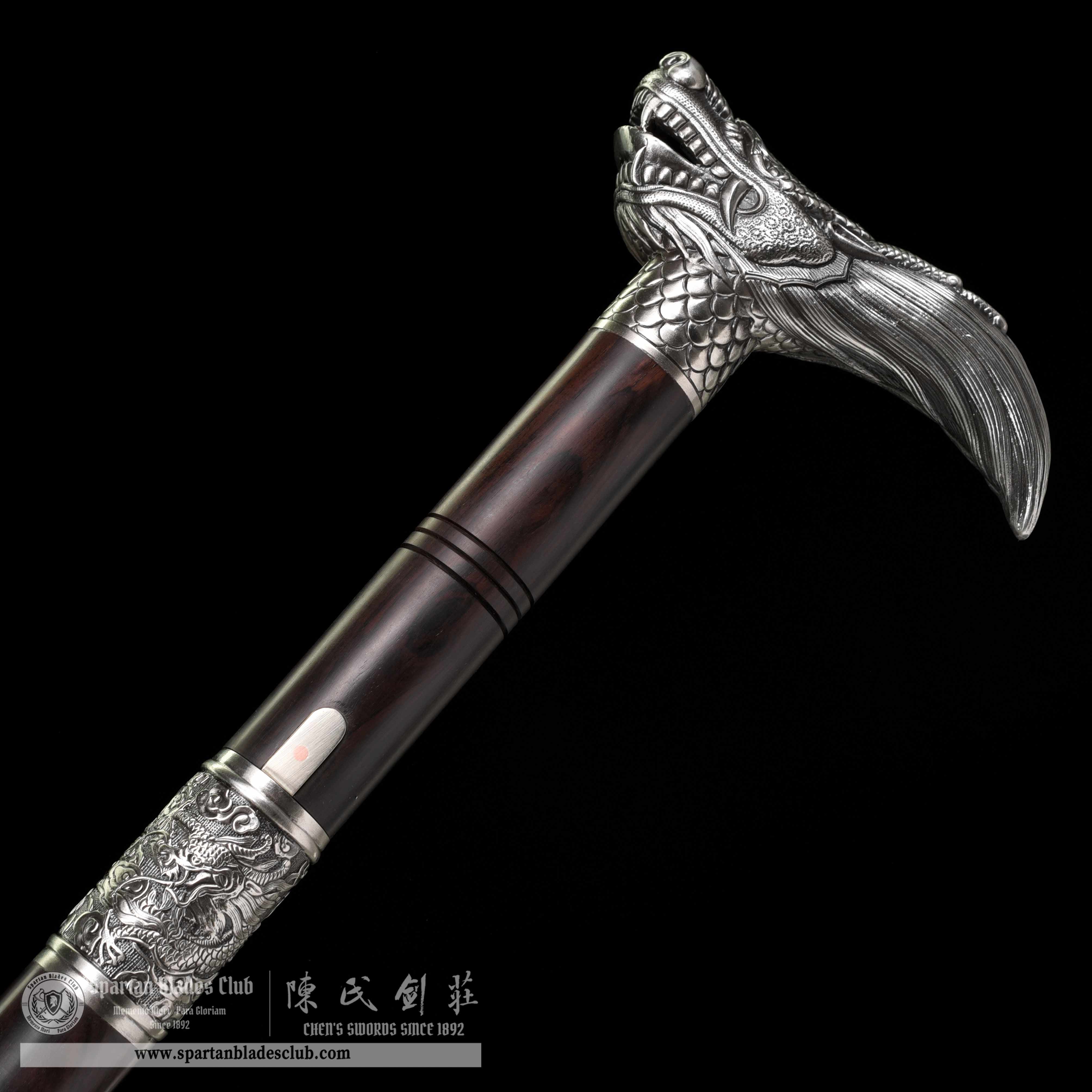 WS04｜Loong（Dragon） - Shadow Silver Cane Sword｜Cane Sword｜Damascus steel｜Black&Silver｜Battle-Ready｜Full-tang｜Spartan Blades Club｜CHEN'S SWORDS 1892 - Spartan Blades Club - 陳氏劍莊1892