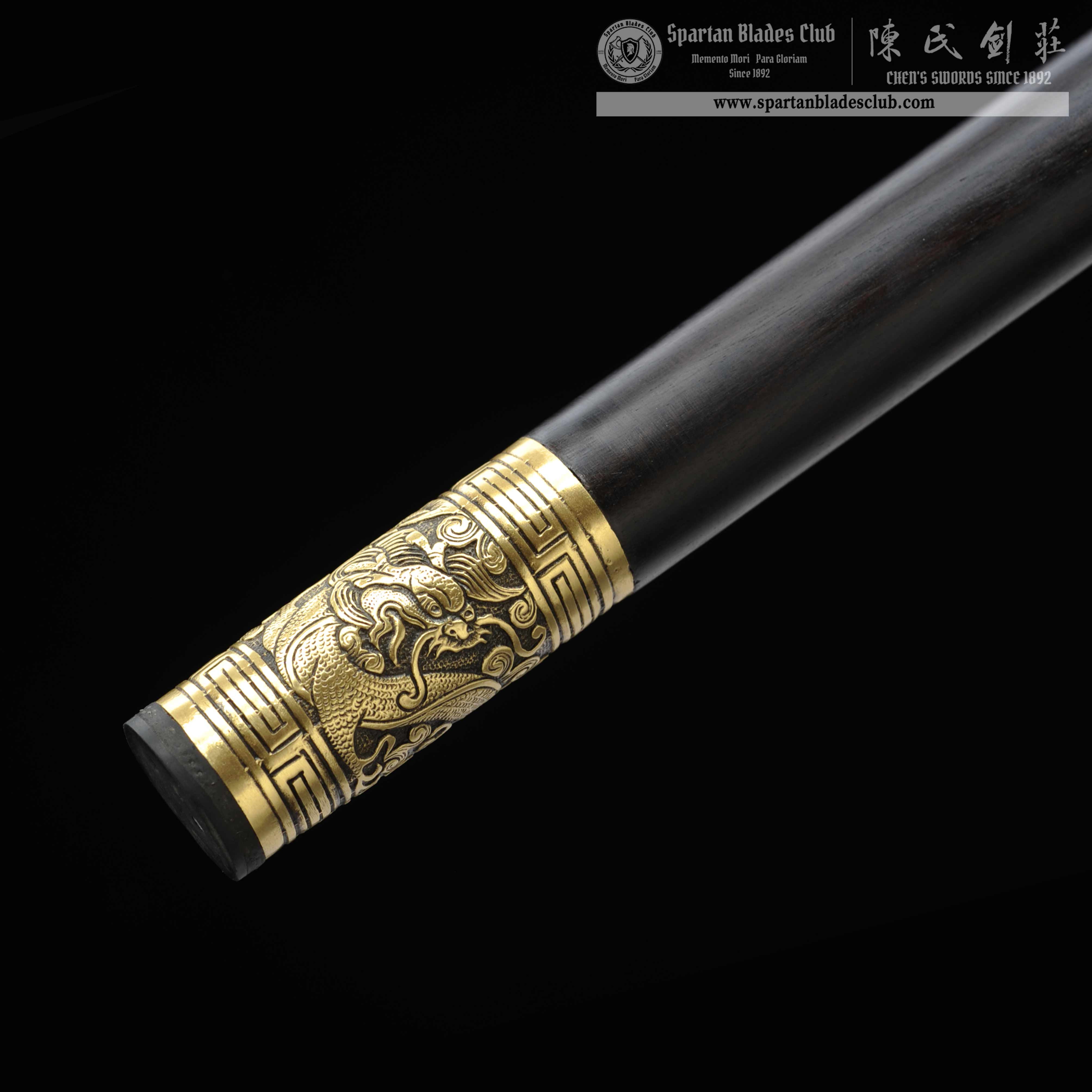 WS06｜Ebony Cane Sword｜Cane Sword｜Damascus steel｜loong(Chinese dragon)｜Black&golden｜Battle-Ready｜Full-tang｜Spartan Blades Club｜CHEN'S SWORDS 1892 - Spartan Blades Club - 陳氏劍莊1892