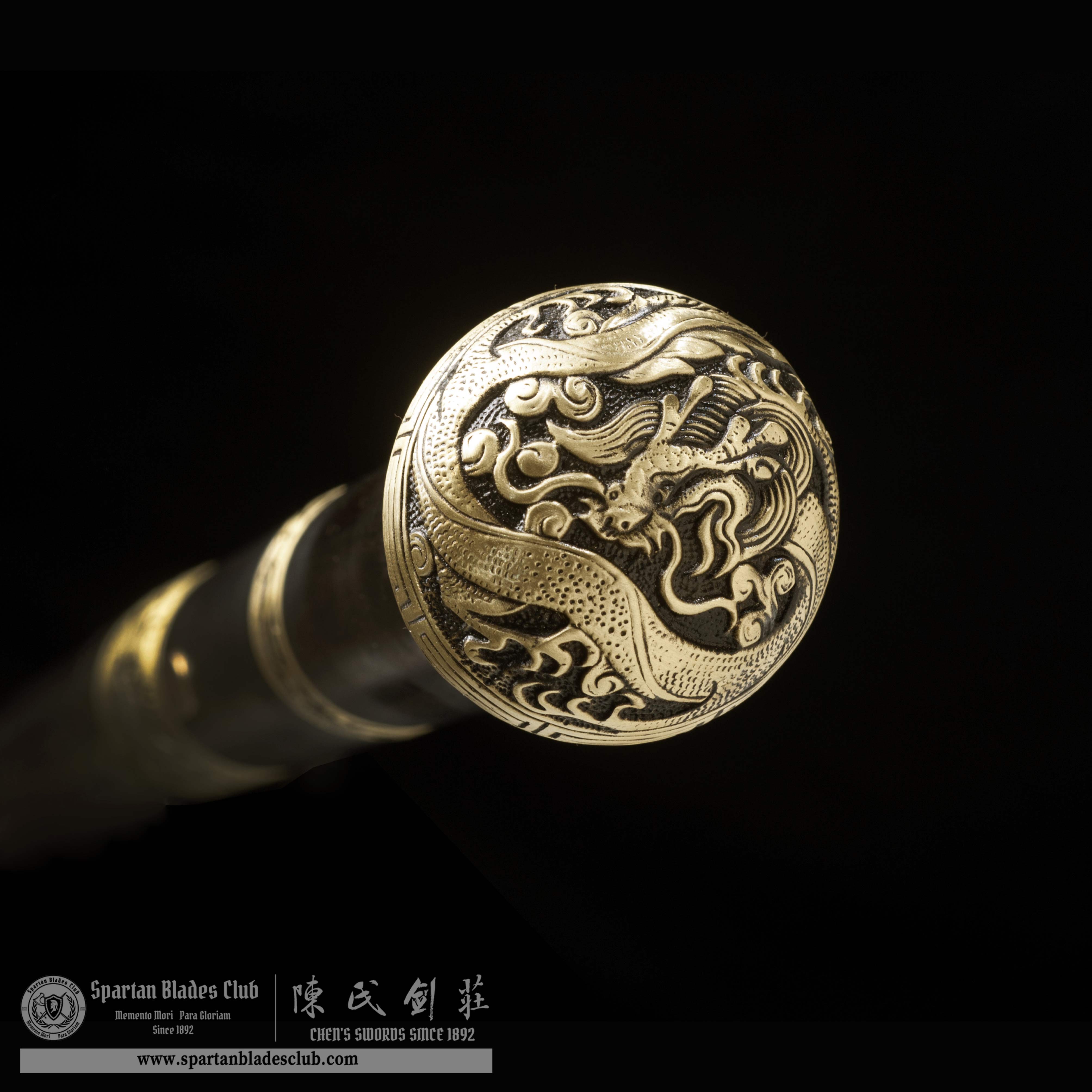 WS07|Golden Orb Cane Sword|Cane Sword|Damascus steel|loong(Chinese dragon)|Black&Golden|Battle-Ready|Full-tang|Spartan Blades Club|CHEN'S SWORDS 1892 - Spartan Blades Club - 陳氏劍莊1892