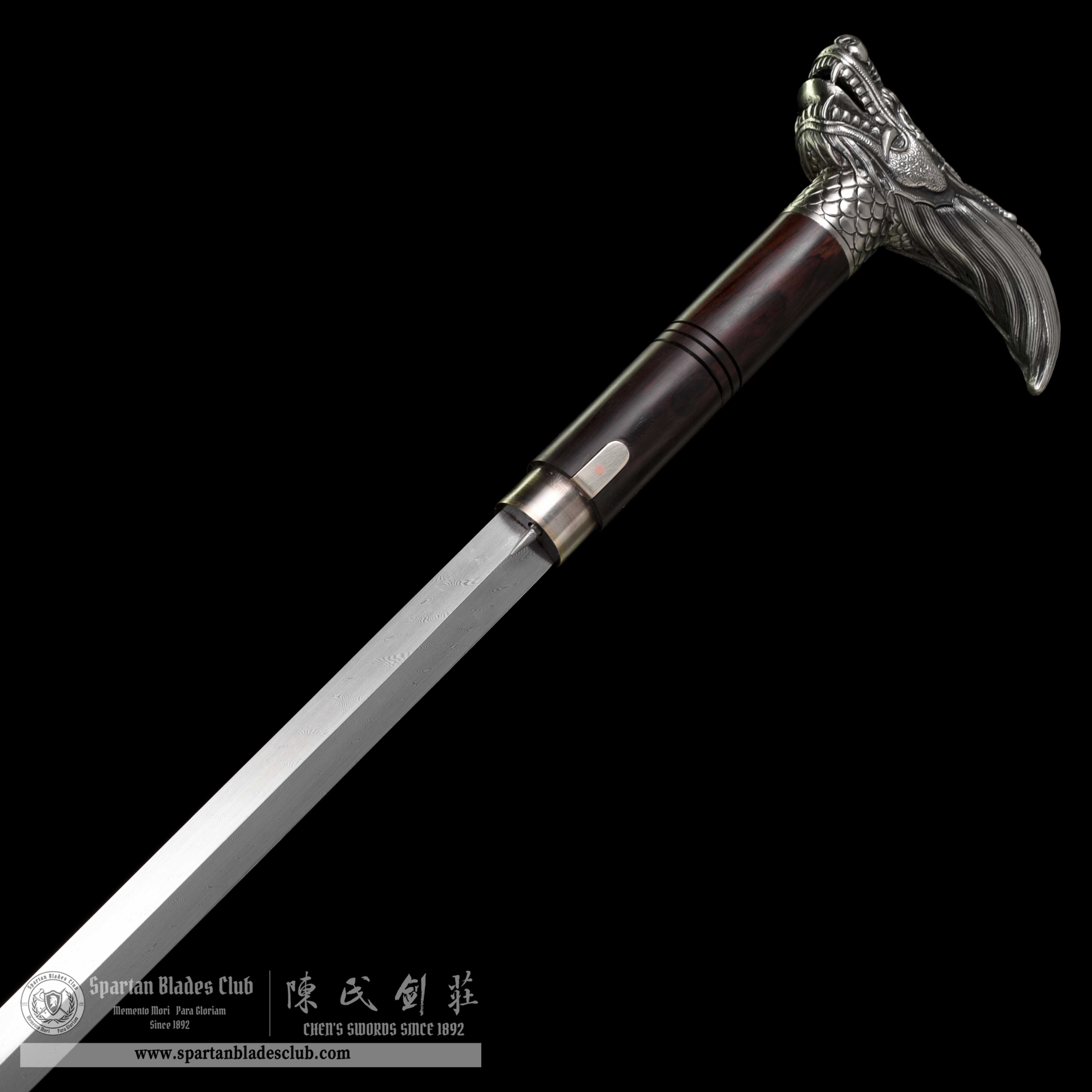 WS04｜Loong（Dragon） - Shadow Silver Cane Sword｜Cane Sword｜Damascus steel｜Black&Silver｜Battle-Ready｜Full-tang｜Spartan Blades Club｜CHEN'S SWORDS 1892 - Spartan Blades Club - 陳氏劍莊1892