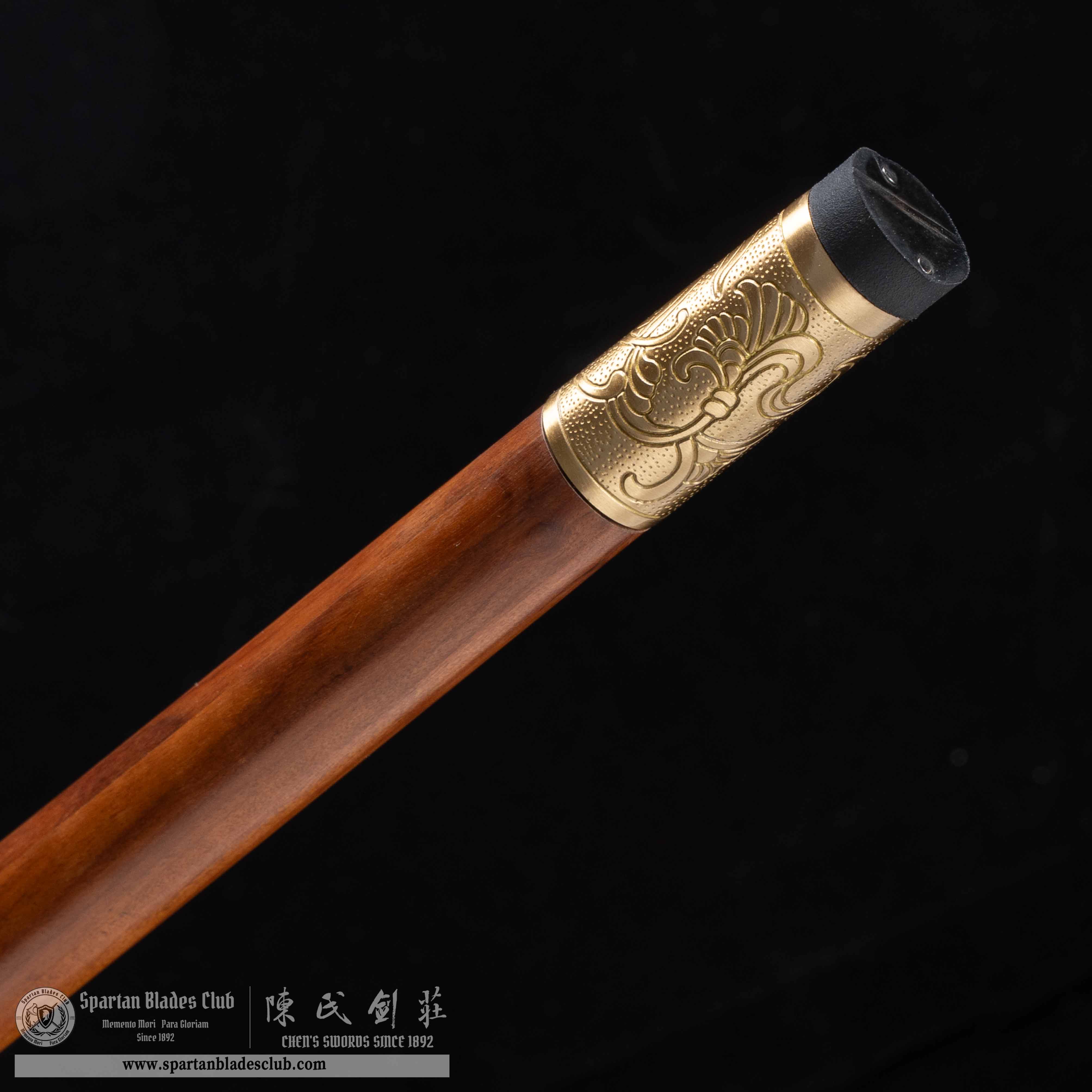 HY36|Jing Wen Sword|Cane Sword|Damascus steel|Brown&Golden|Battle-Ready|Full-tang|Spartan Blades Club|CHEN'S SWORDS 1892 - Spartan Blades Club - 陳氏劍莊1892