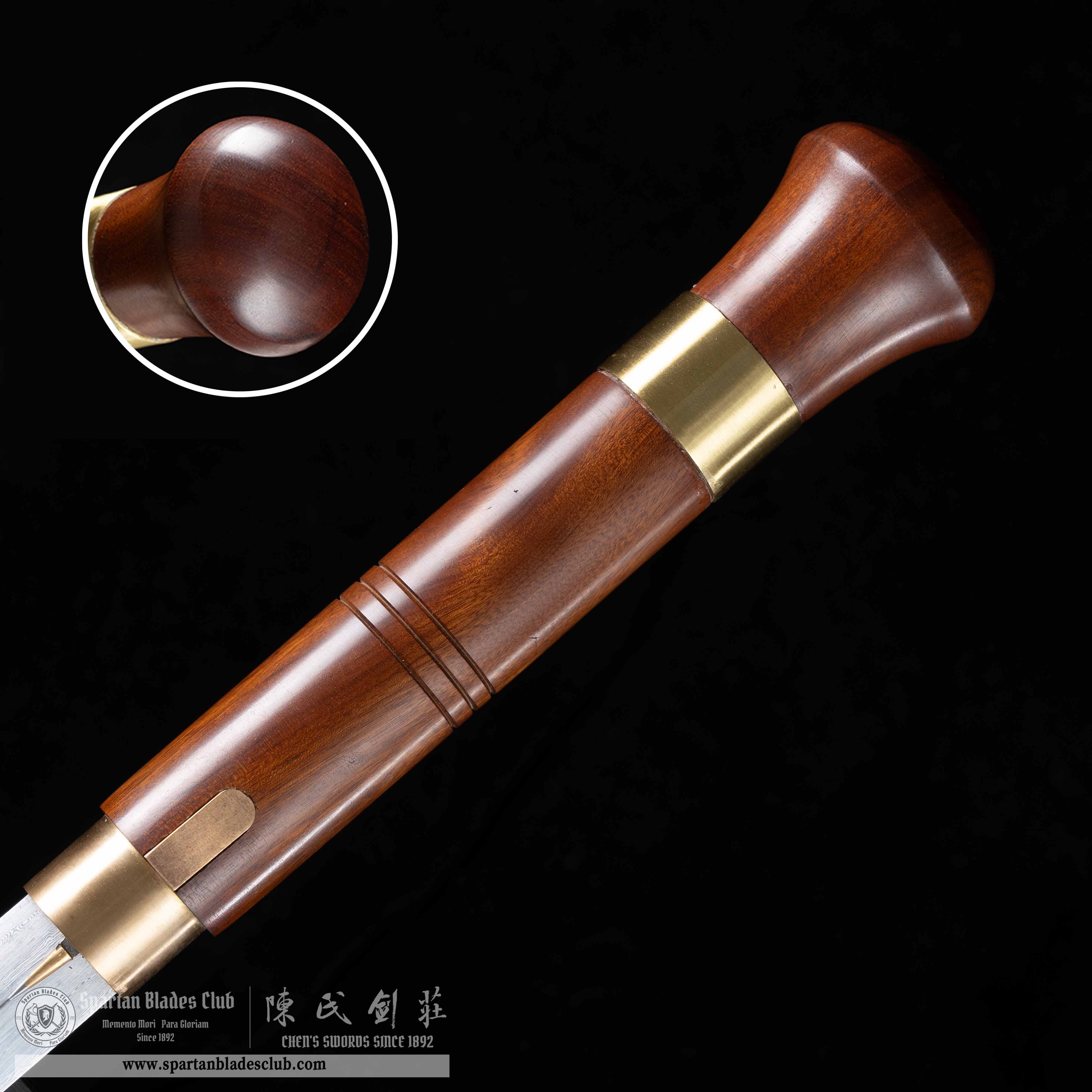 HY36|Jing Wen Sword|Cane Sword|Damascus steel|Brown&Golden|Battle-Ready|Full-tang|Spartan Blades Club|CHEN'S SWORDS 1892 - Spartan Blades Club - 陳氏劍莊1892