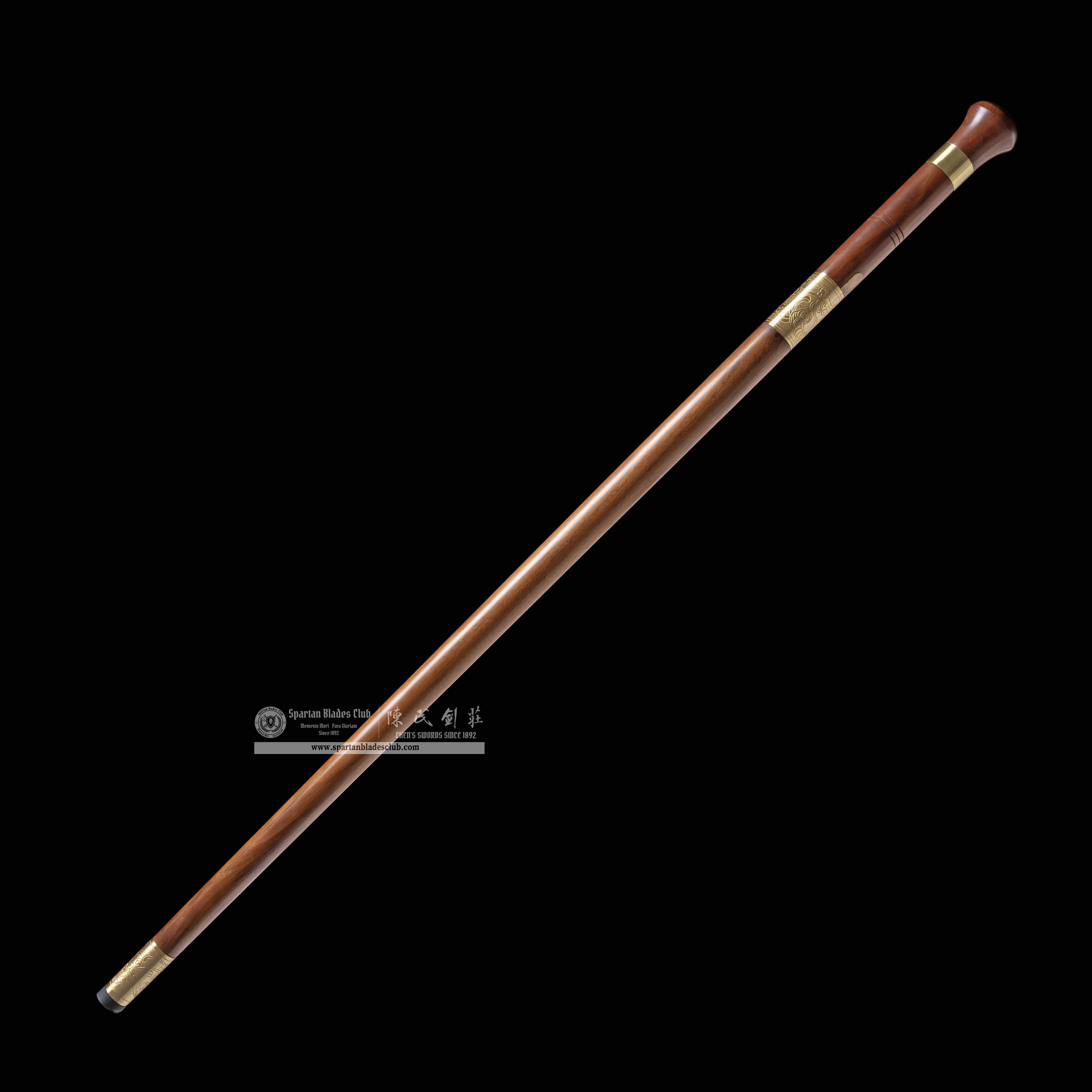 HY36|Jing Wen Sword|Cane Sword|Damascus steel|Brown&Golden|Battle-Ready|Full-tang|Spartan Blades Club|CHEN'S SWORDS 1892 - Spartan Blades Club - 陳氏劍莊1892