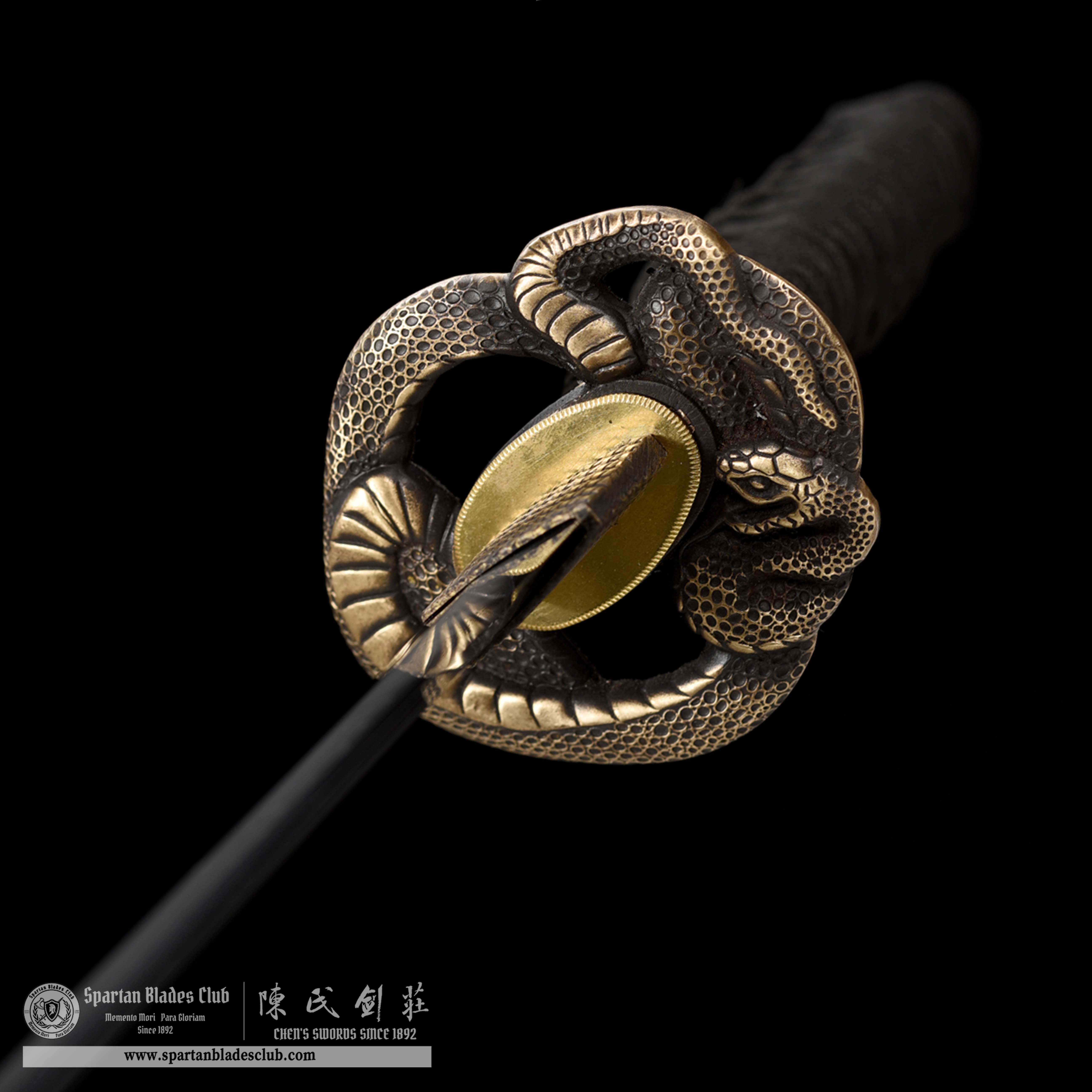 HW05|LoongShe Samurai|Wakizashi|T10 steel|Clay-tempered|Real Hamon|Black|Battle-Ready|Full-tang|Spartan Blades Club|CHEN'S SWORDS 1892 - Spartan Blades Club - 陳氏劍莊1892