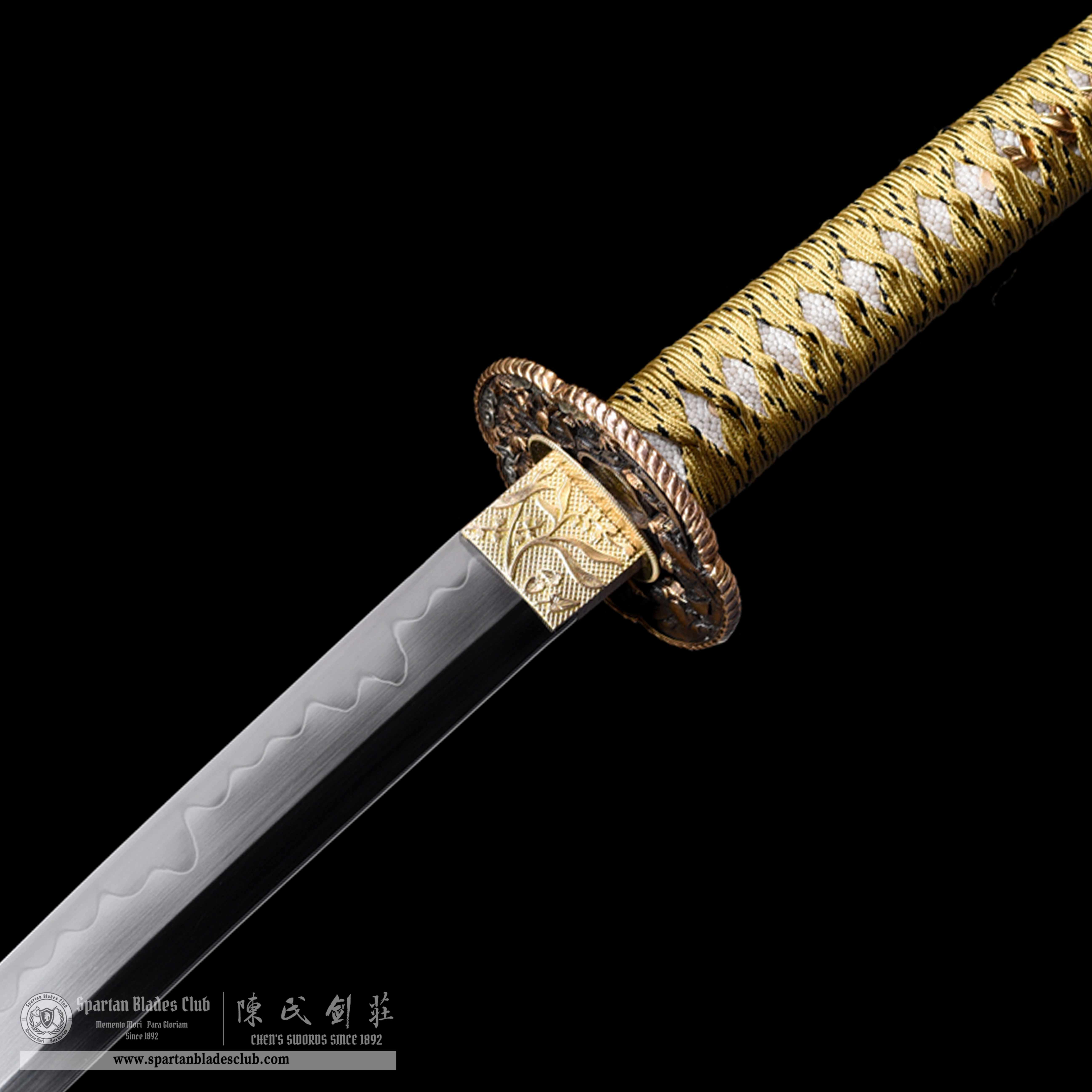 HW03|ChiJinGu Blade|Wakizashi|T10 steel|Clay-tempered|Real Hamon|Red&Golden|Battle-Ready|Full-tang|Spartan Blades Club|CHEN'S SWORDS 1892 - Spartan Blades Club - 陳氏劍莊1892