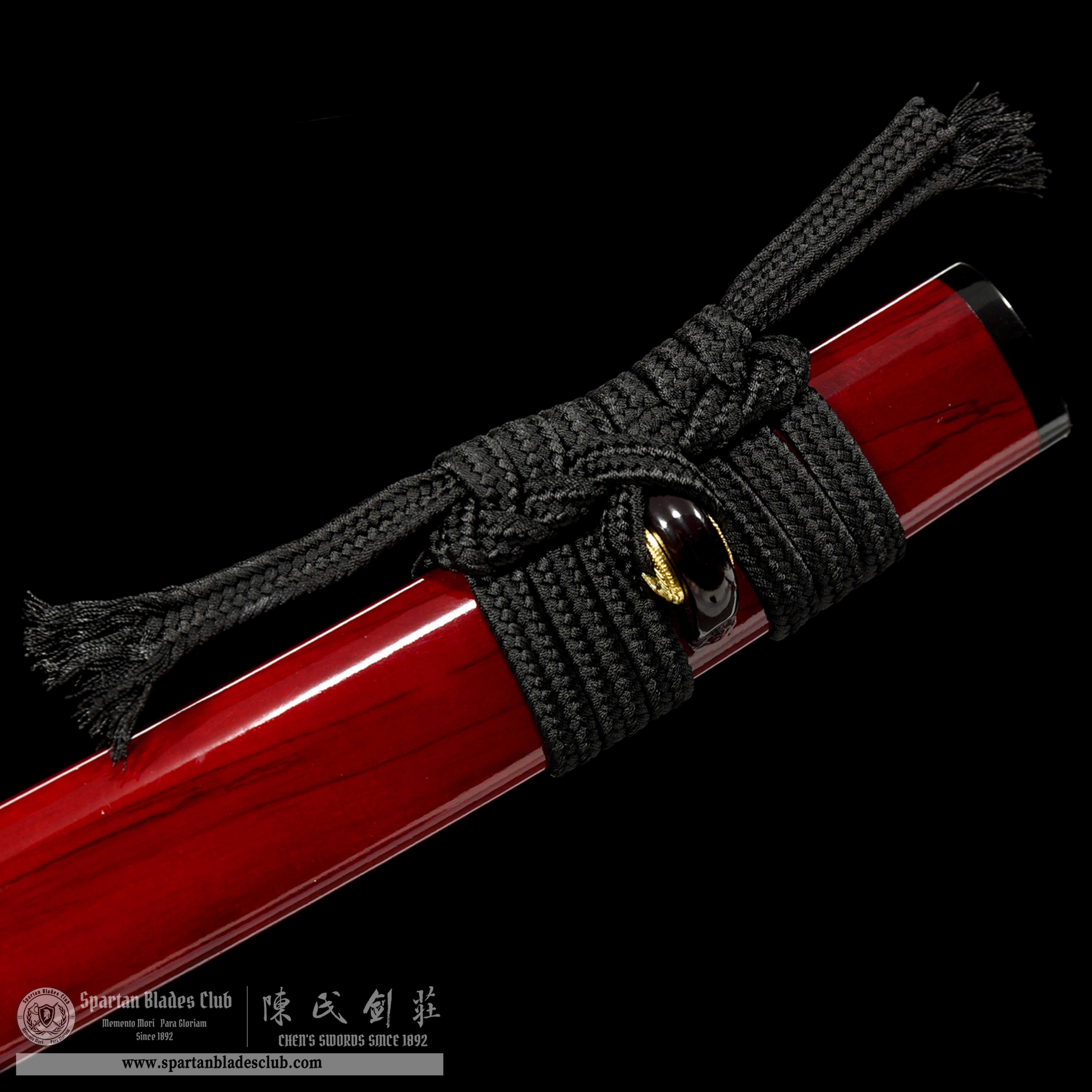 HW02|ZhuYan Wakizashi|Wakizashi|T10 steel|Clay-tempered|Real Hamon|Red|Battle-Ready|Full-tang|Spartan Blades Club|CHEN'S SWORDS 1892 - Spartan Blades Club - 陳氏劍莊1892