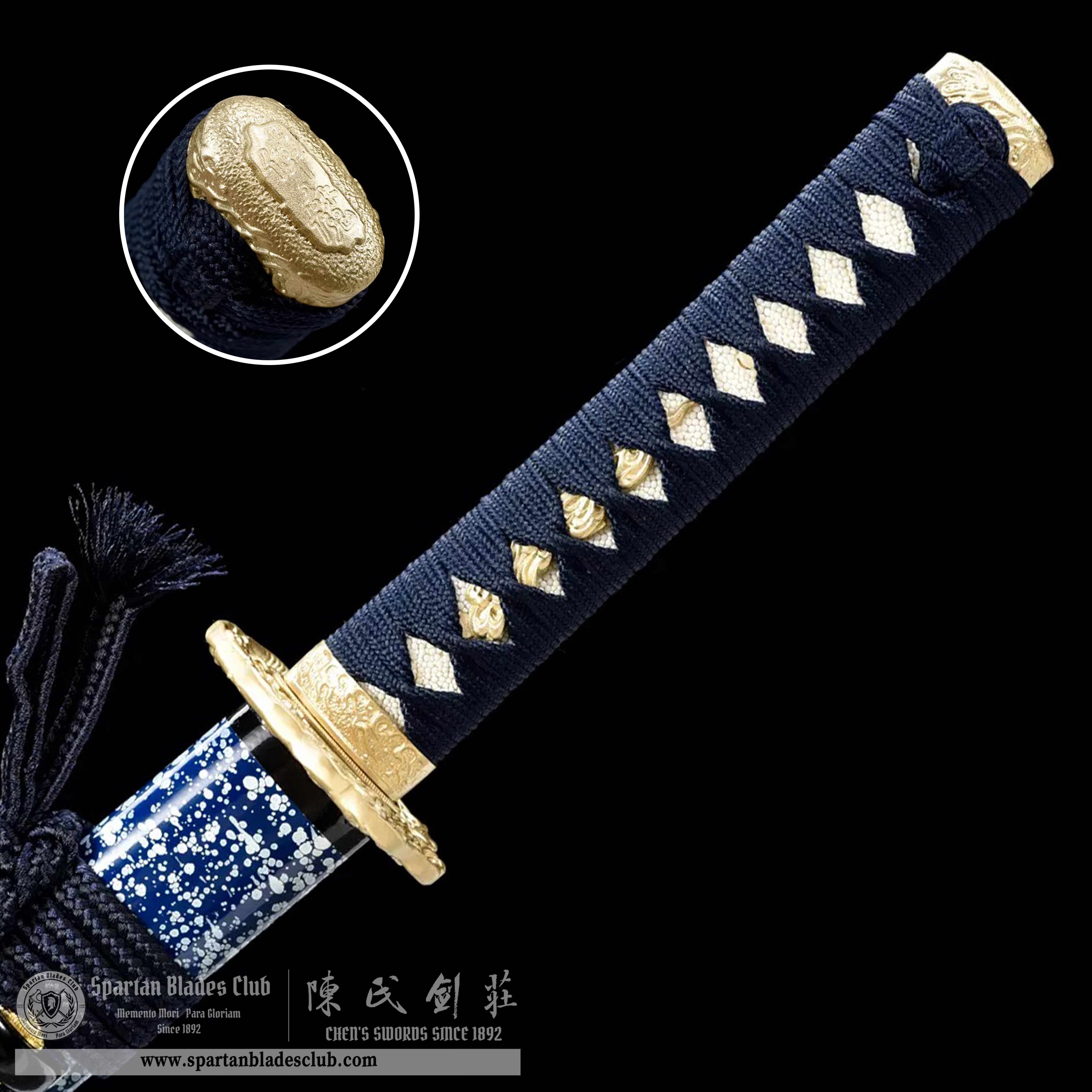 HW01|Sōran Samurai|Wakizashi|T10 steel|Clay-tempered|Real Hamon|Blue|Battle-Ready|Full-tang|Spartan Blades Club|CHEN'S SWORDS 1892 - Spartan Blades Club - 陳氏劍莊1892