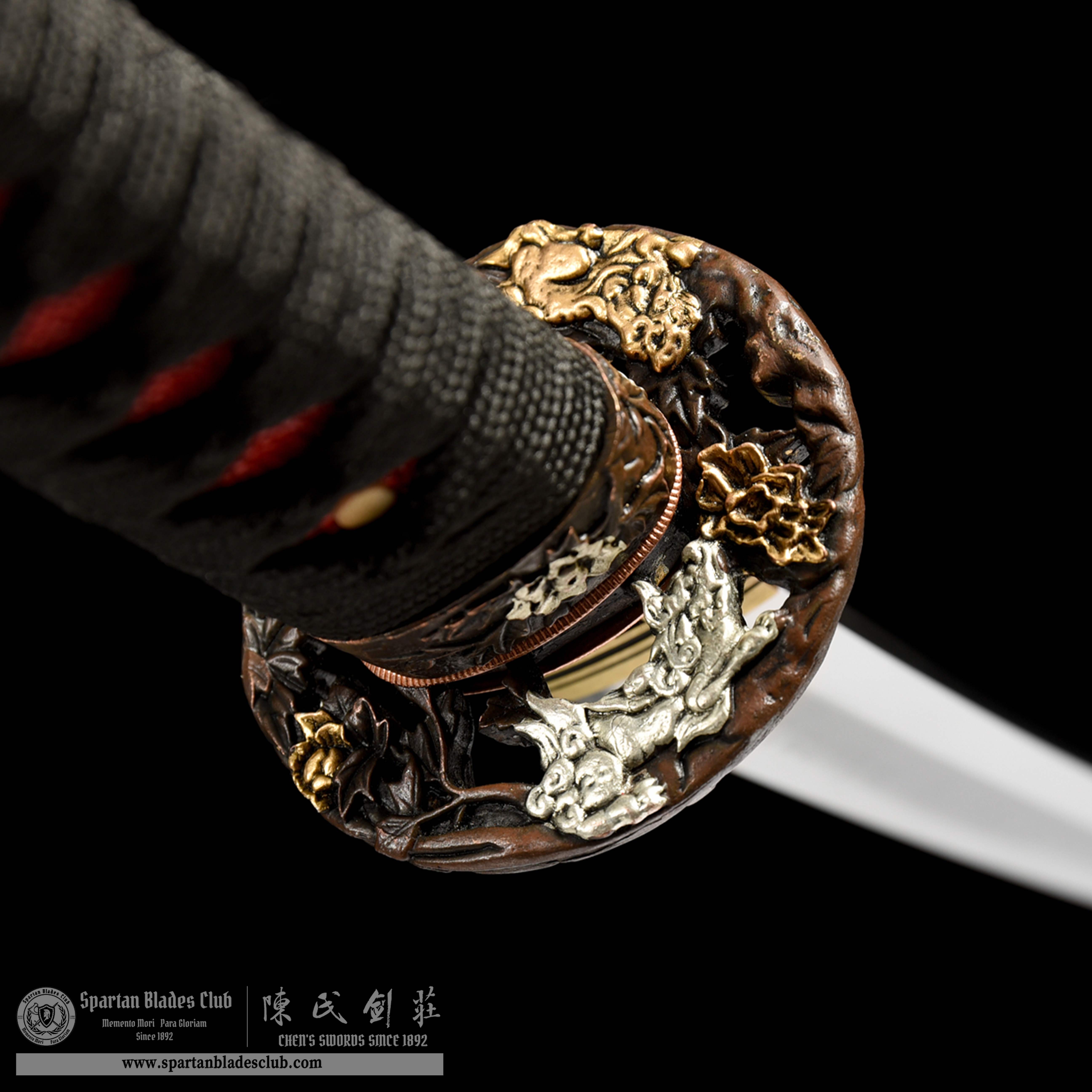 HW02|ZhuYan Wakizashi|Wakizashi|T10 steel|Clay-tempered|Real Hamon|Red|Battle-Ready|Full-tang|Spartan Blades Club|CHEN'S SWORDS 1892 - Spartan Blades Club - 陳氏劍莊1892