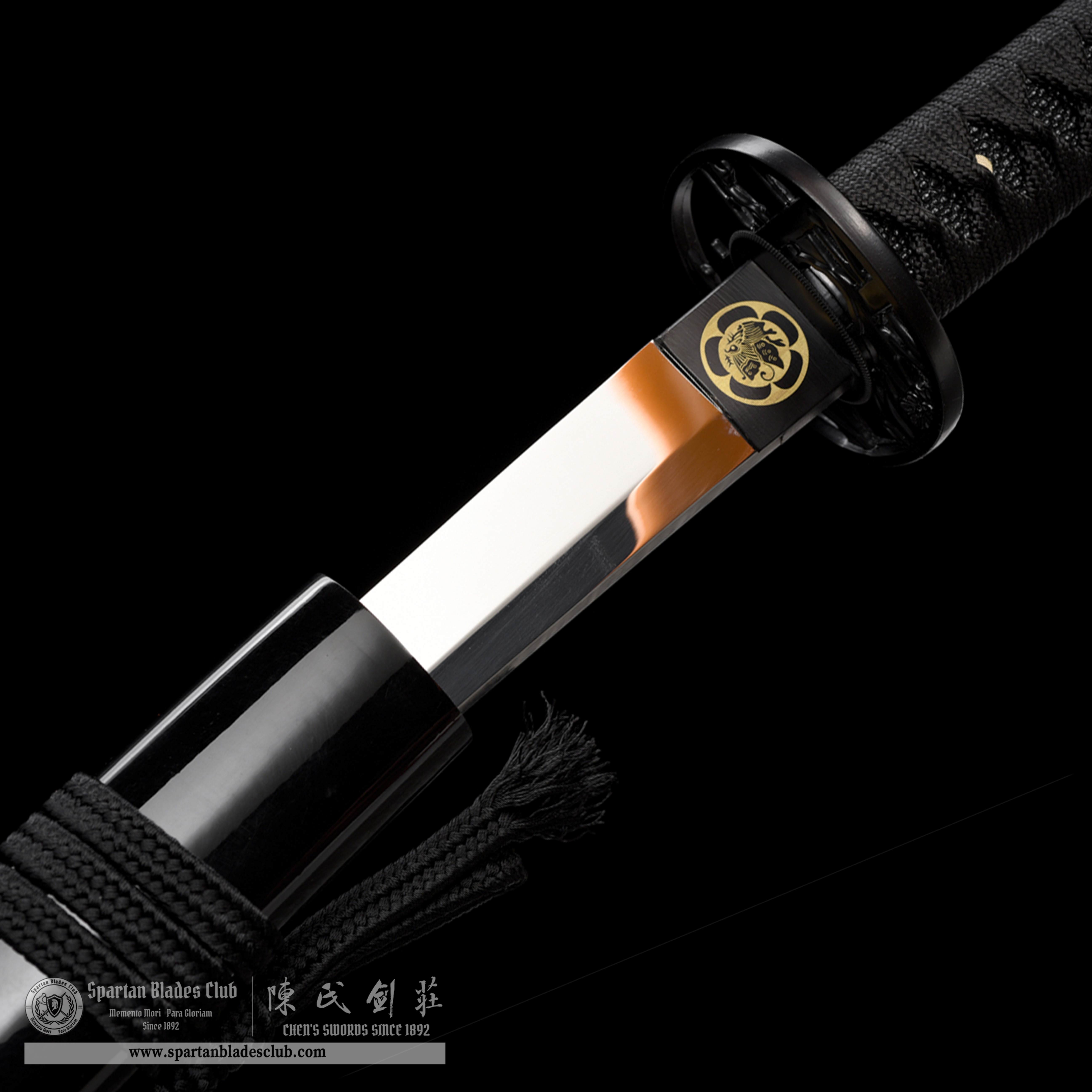 HW06|Sumi-zome Kinmon Samurai|Wakizashi|Manganese steel|mirror polishing|Black|Battle-Ready|Full-tang|Spartan Blades Club|CHEN'S SWORDS 1892 - Spartan Blades Club - 陳氏劍莊1892