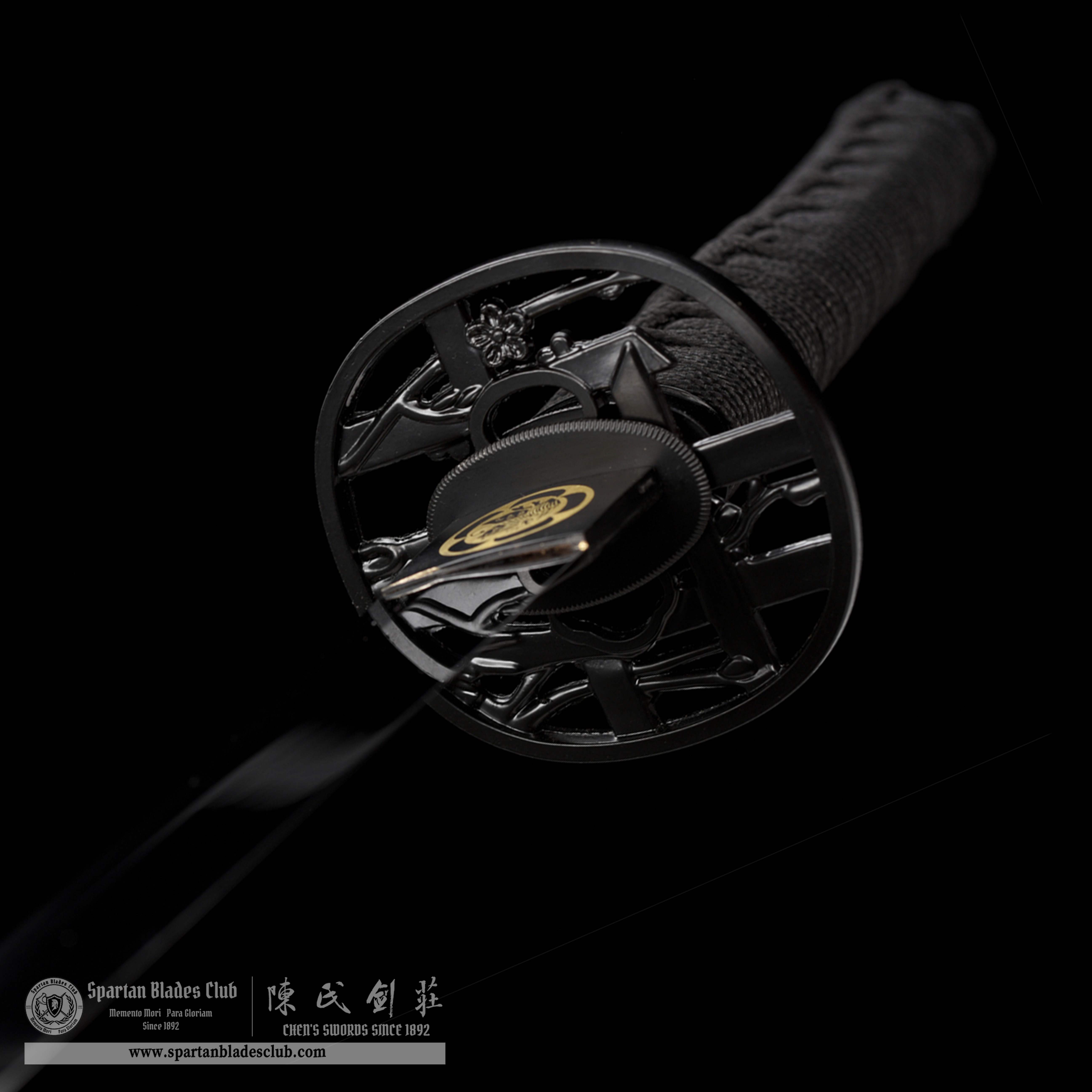 HW06|Sumi-zome Kinmon Samurai|Wakizashi|Manganese steel|mirror polishing|Black|Battle-Ready|Full-tang|Spartan Blades Club|CHEN'S SWORDS 1892 - Spartan Blades Club - 陳氏劍莊1892
