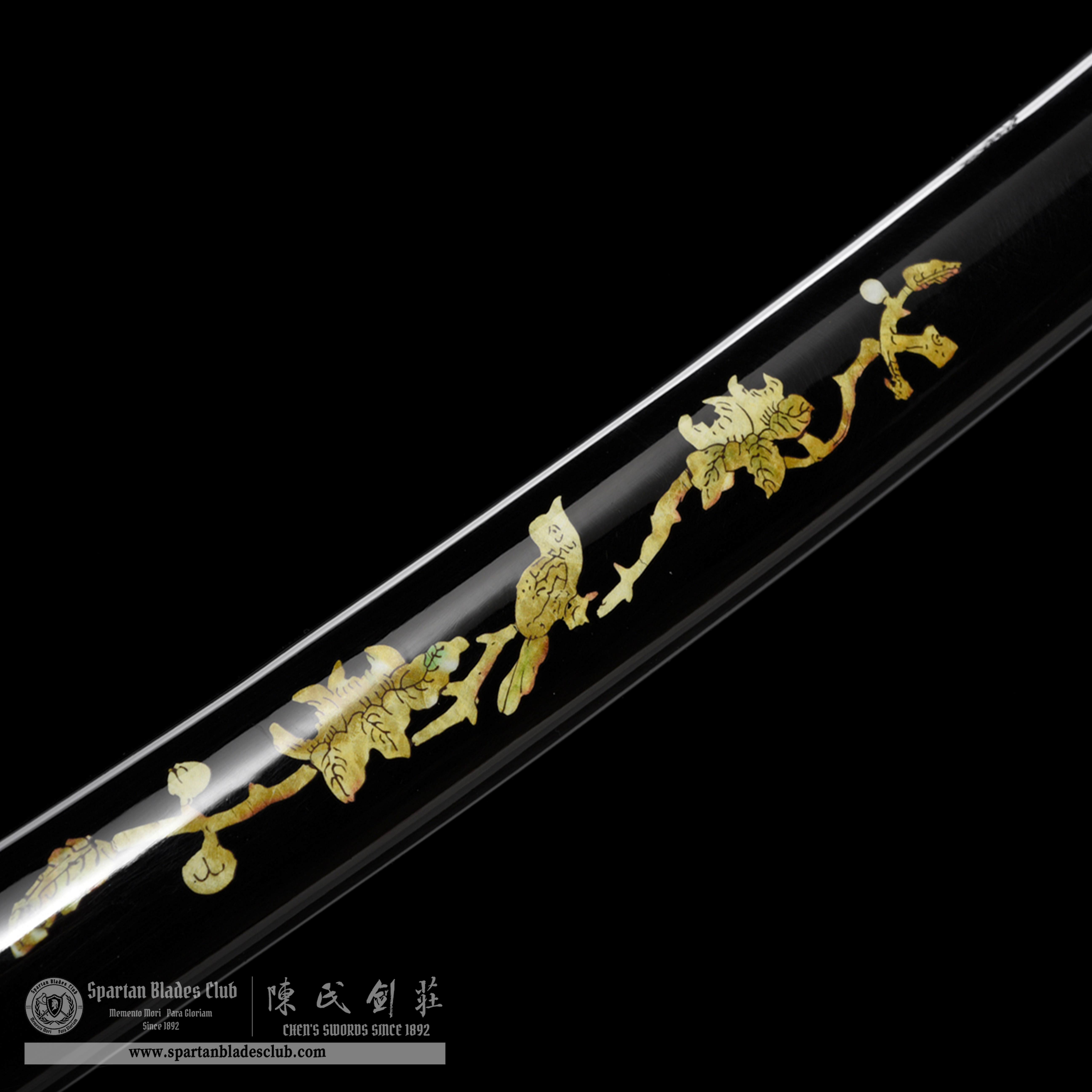 HW06|Sumi-zome Kinmon Samurai|Wakizashi|Manganese steel|mirror polishing|Black|Battle-Ready|Full-tang|Spartan Blades Club|CHEN'S SWORDS 1892 - Spartan Blades Club - 陳氏劍莊1892