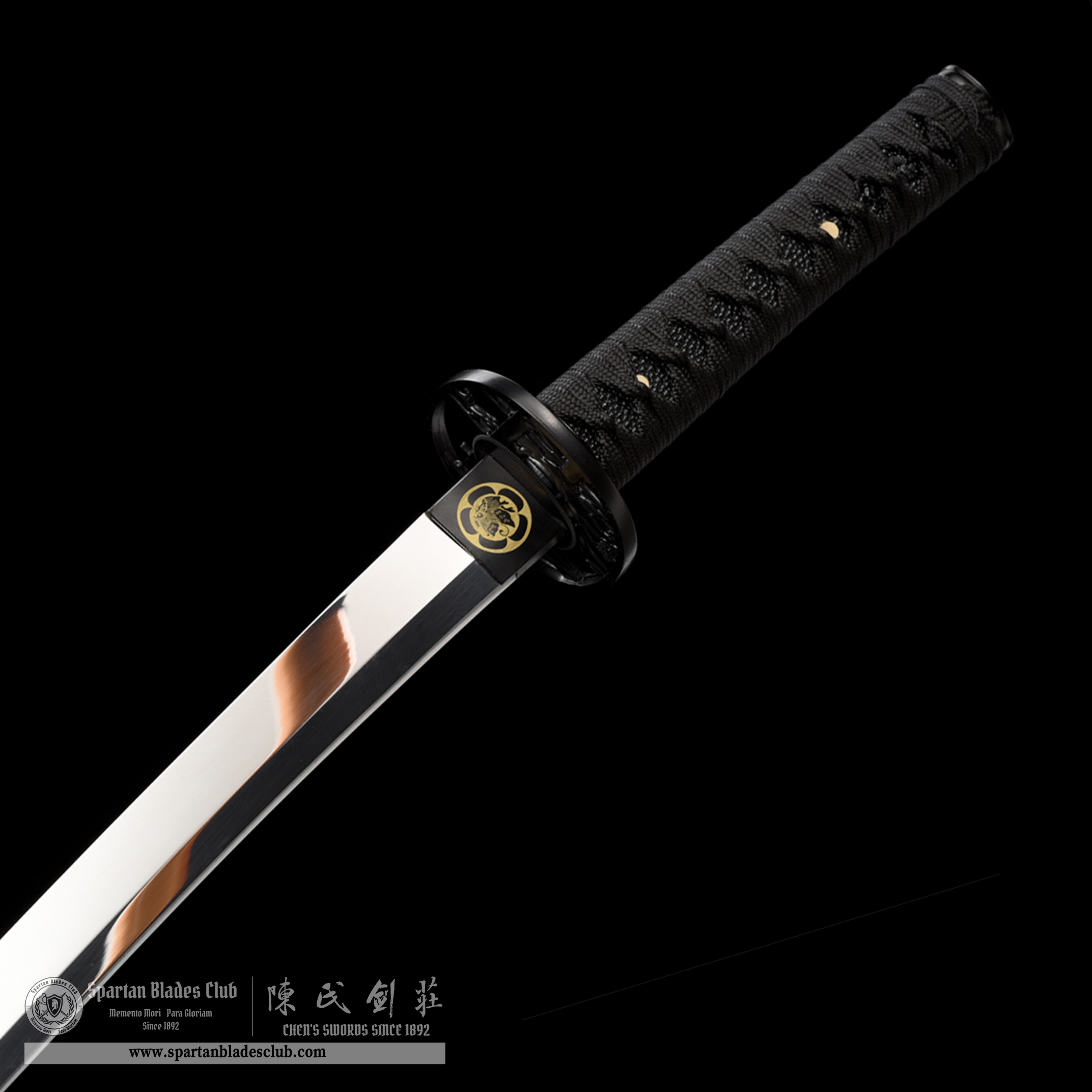 HW06|Sumi-zome Kinmon Samurai|Wakizashi|Manganese steel|mirror polishing|Black|Battle-Ready|Full-tang|Spartan Blades Club|CHEN'S SWORDS 1892 - Spartan Blades Club - 陳氏劍莊1892