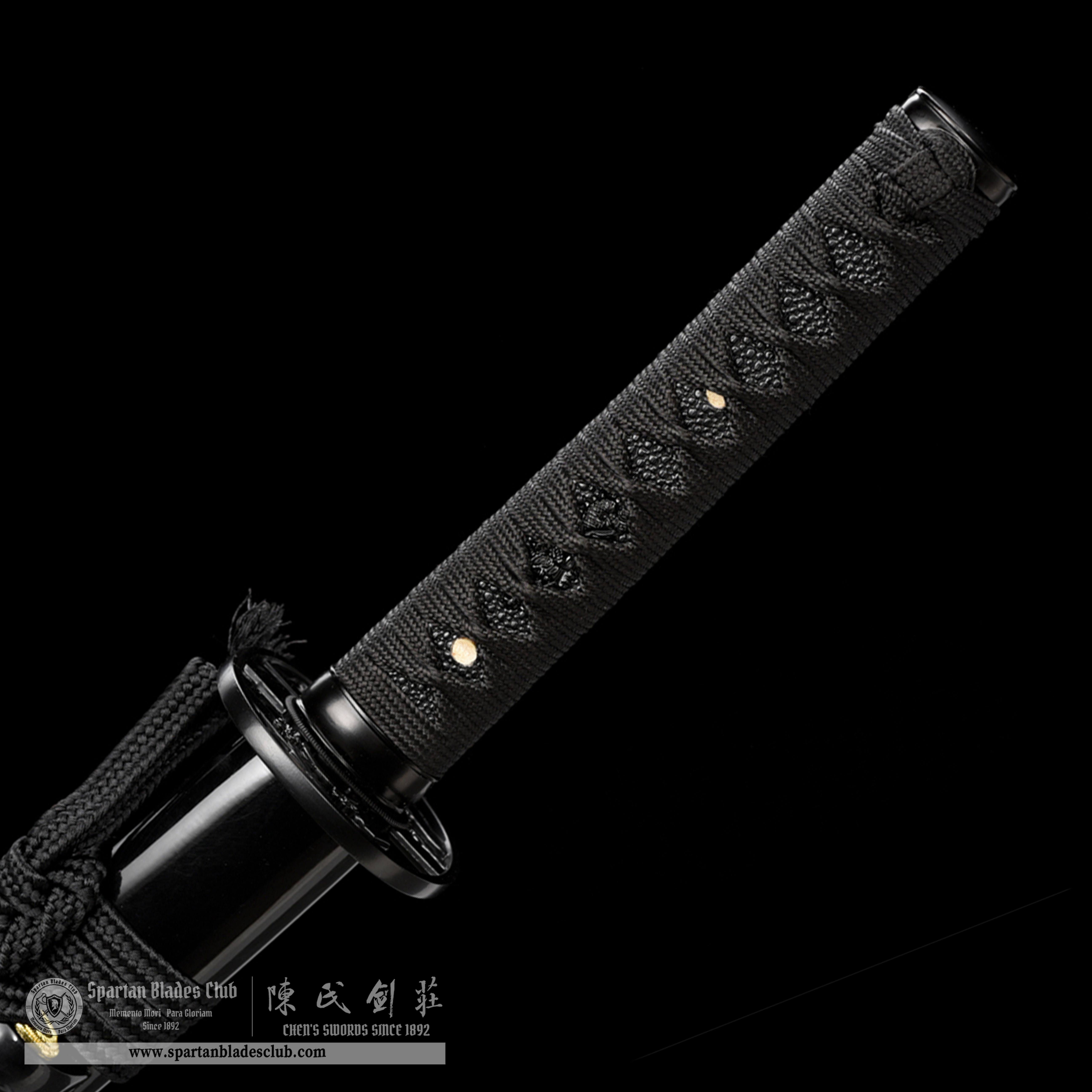 HW06|Sumi-zome Kinmon Samurai|Wakizashi|Manganese steel|mirror polishing|Black|Battle-Ready|Full-tang|Spartan Blades Club|CHEN'S SWORDS 1892 - Spartan Blades Club - 陳氏劍莊1892