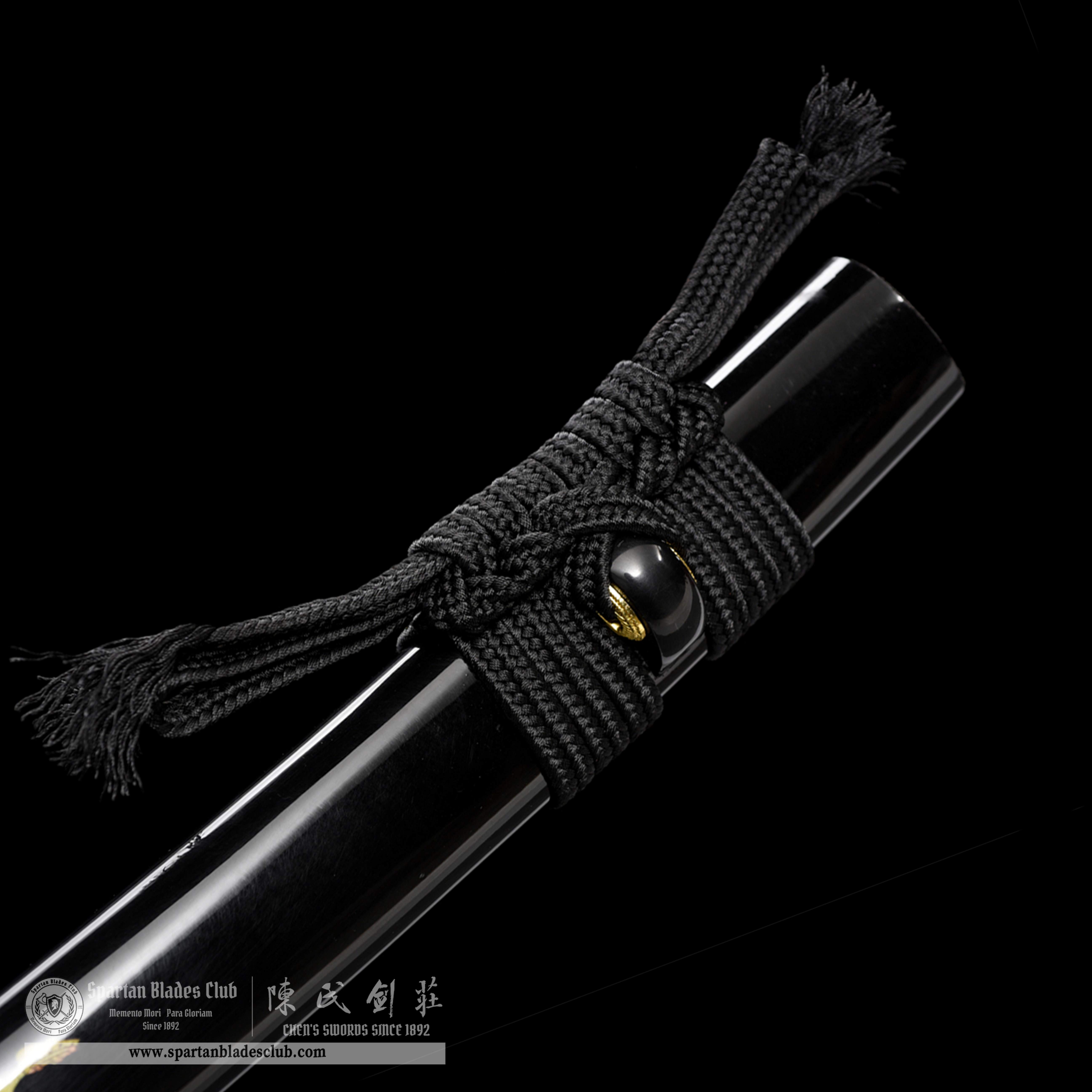 HW06|Sumi-zome Kinmon Samurai|Wakizashi|Manganese steel|mirror polishing|Black|Battle-Ready|Full-tang|Spartan Blades Club|CHEN'S SWORDS 1892 - Spartan Blades Club - 陳氏劍莊1892