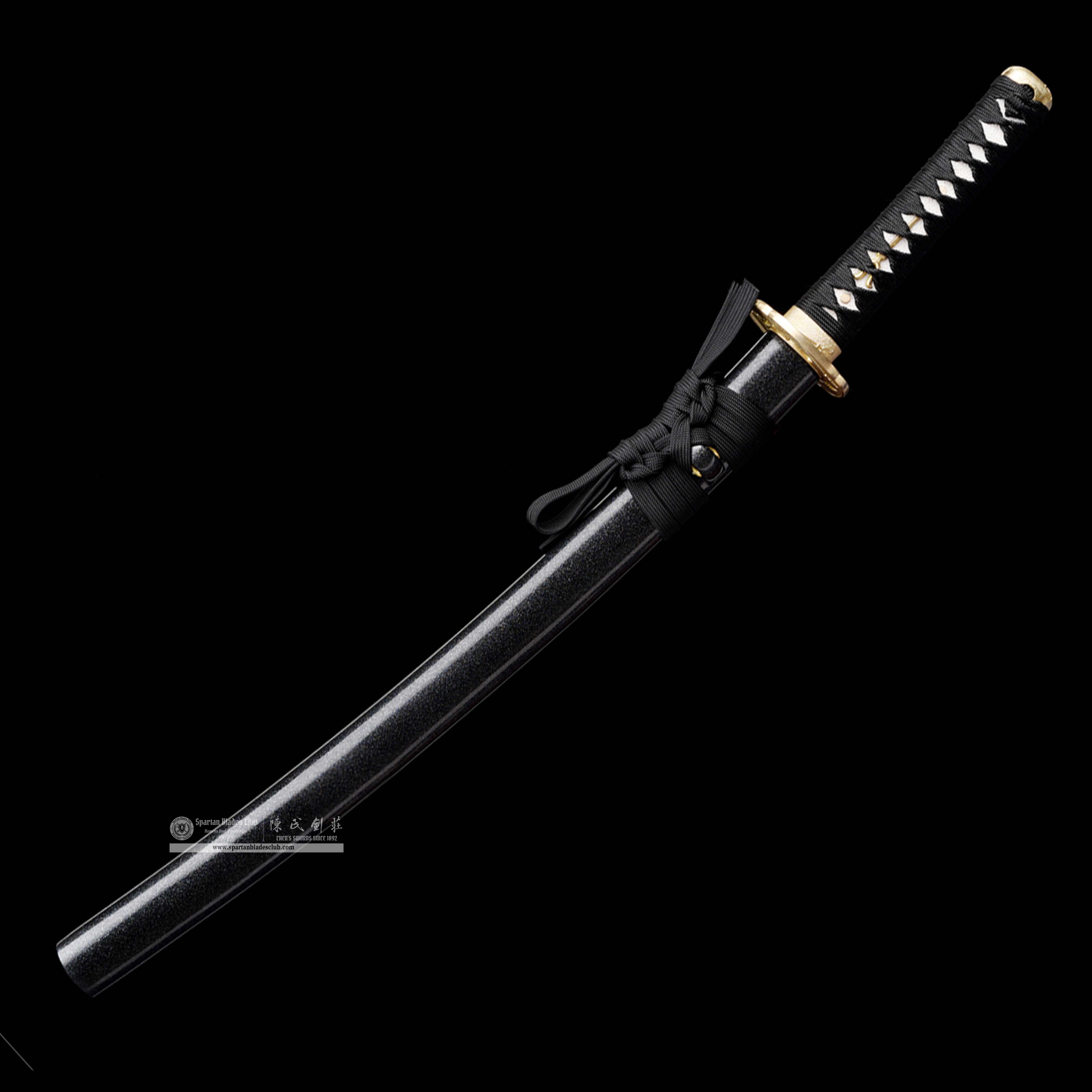 HW09 | Kuro Sōyaki Blade | Wakizashi | T10 Steel | Clay-tempered | Hitatsura Hamon | Black | Battle-Ready | Full-tang | Spartan Blades Club | CHEN'S SWORDS 1892 - Spartan Blades Club - 陳氏劍莊1892