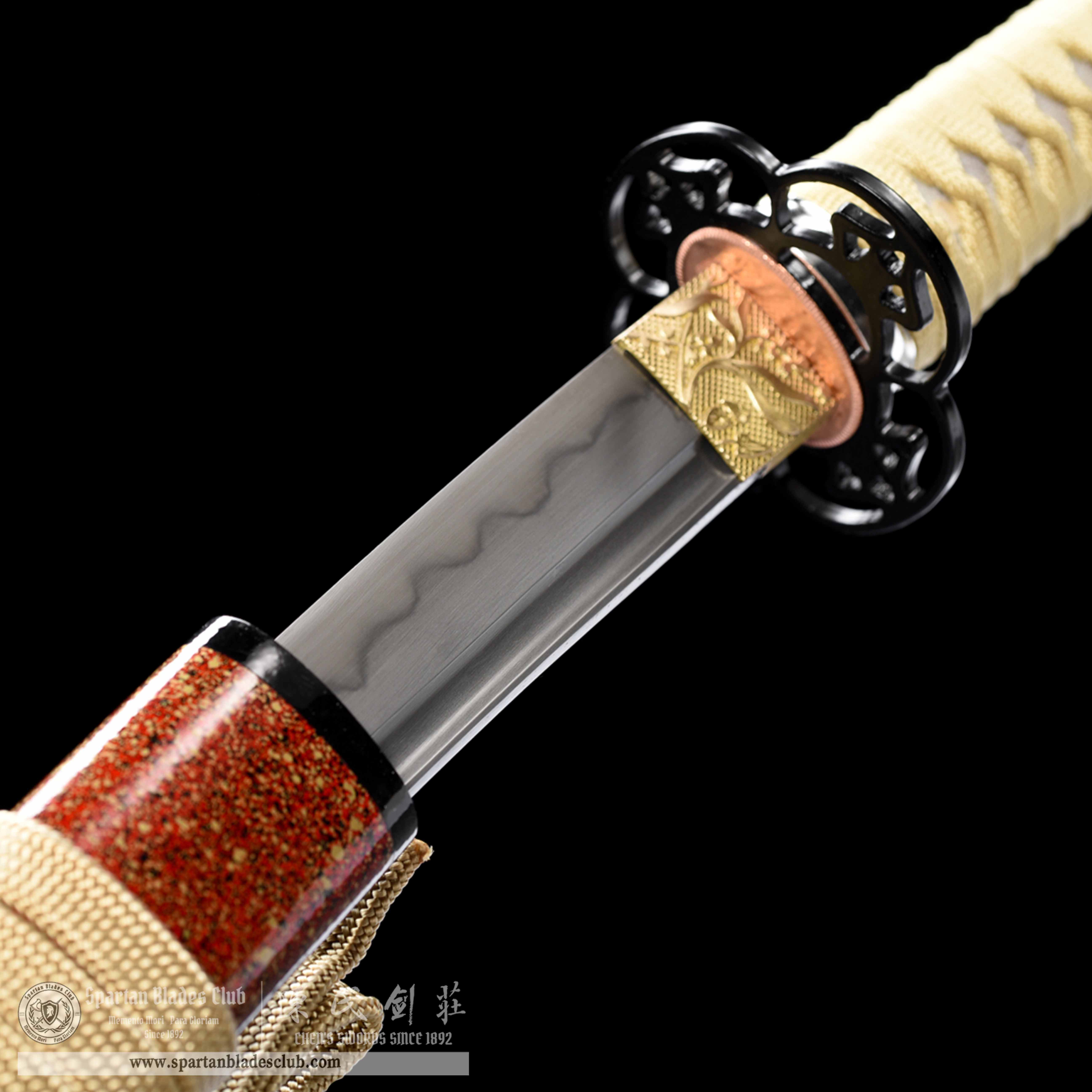 HW08 | Scarlet - Flame Shark - Pattern | Wakizashi | T8 steel (high carbon stee) | orange red | Battle-Ready | Full-tang | Spartan Blades Club | CHEN'S SWORDS 1892 - Spartan Blades Club - 陳氏劍莊1892