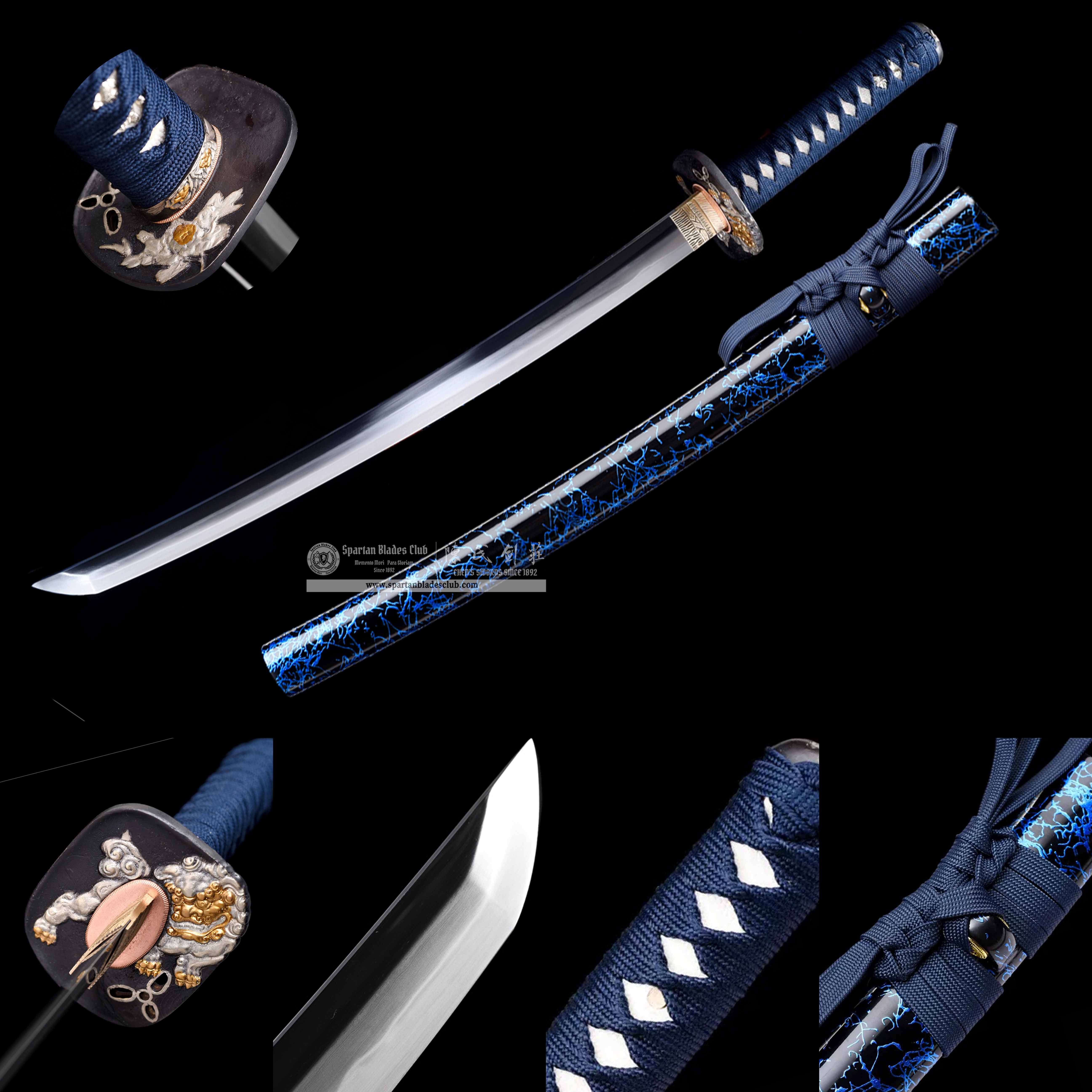 HW07 | Namigoku Samurai | Wakizashi | Traditional Folded Steel | Blue | Battle-Ready | Full-tang | Spartan Blades Club | CHEN'S SWORDS 1892 - Spartan Blades Club - 陳氏劍莊1892