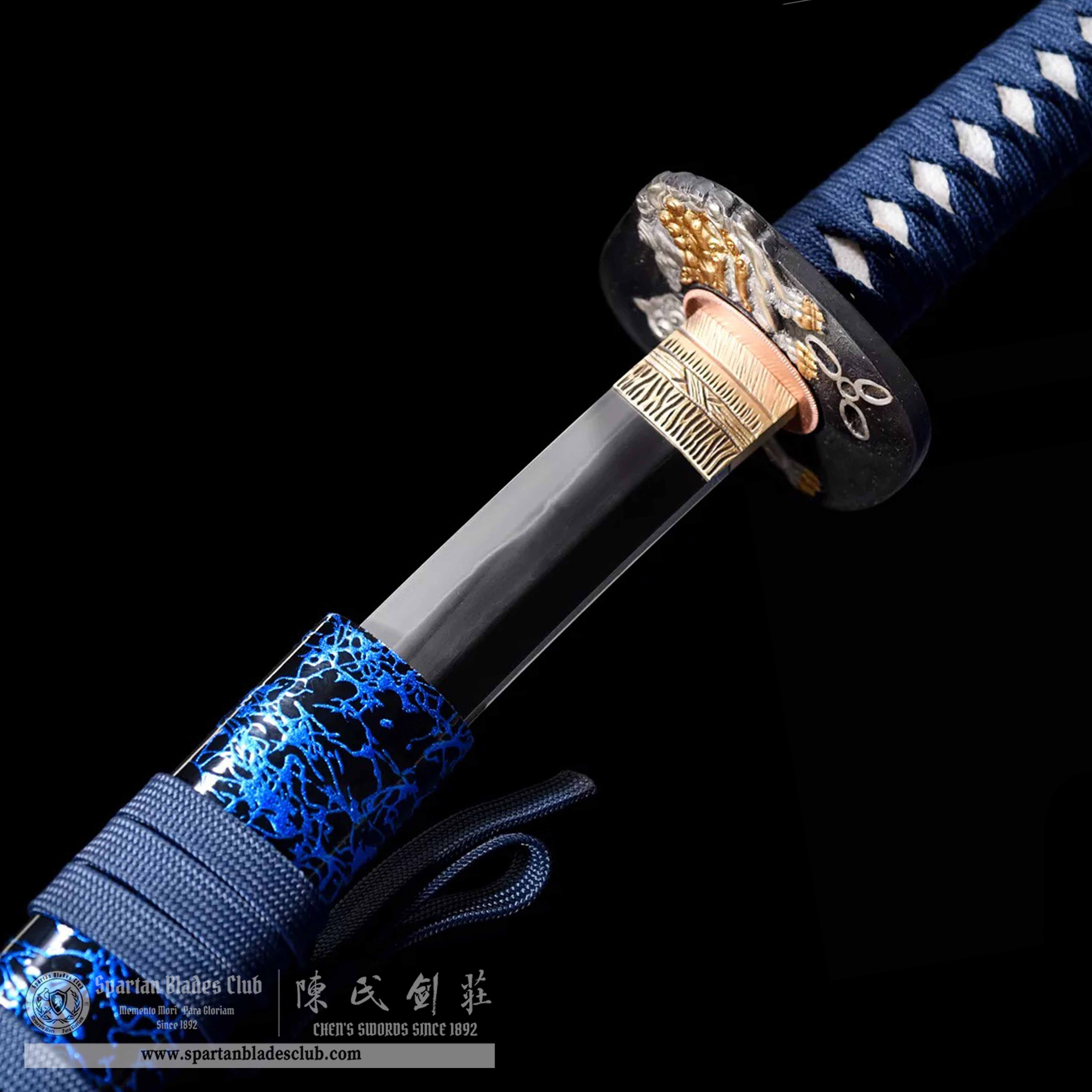 HW07 | Namigoku Samurai | Wakizashi | Traditional Folded Steel | Blue | Battle-Ready | Full-tang | Spartan Blades Club | CHEN'S SWORDS 1892 - Spartan Blades Club - 陳氏劍莊1892