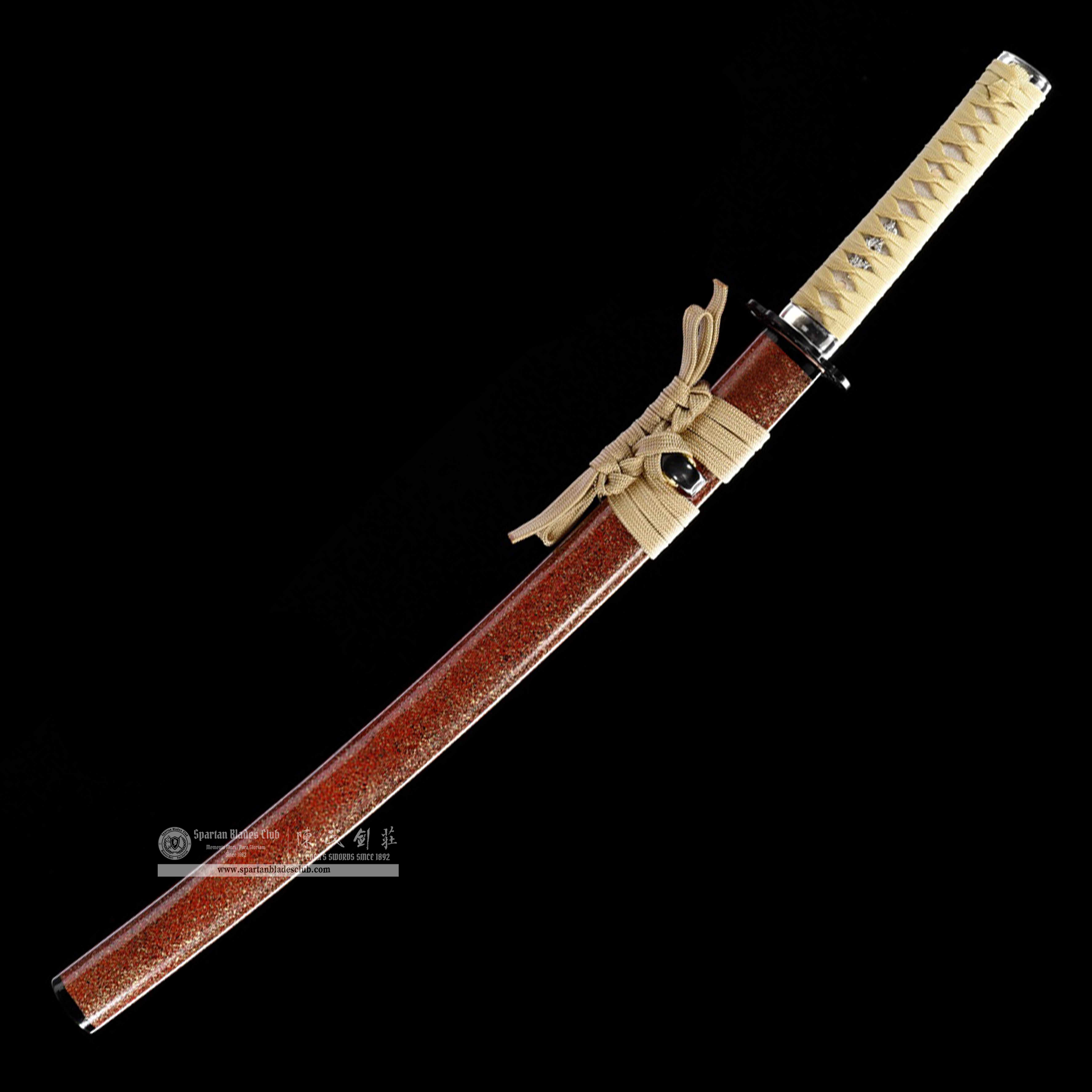 HW08 | Scarlet - Flame Shark - Pattern | Wakizashi | T8 steel (high carbon stee) | orange red | Battle-Ready | Full-tang | Spartan Blades Club | CHEN'S SWORDS 1892 - Spartan Blades Club - 陳氏劍莊1892