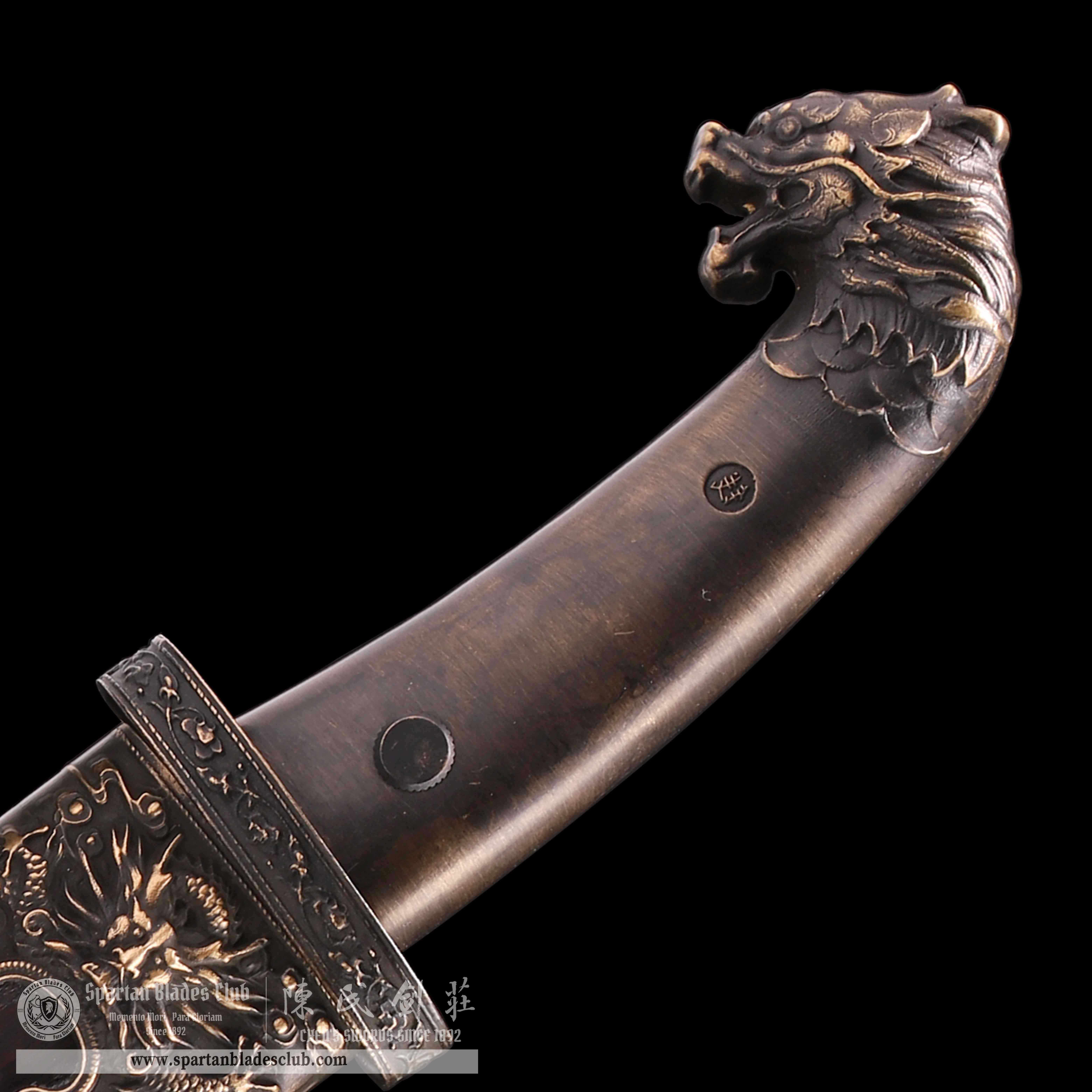 QQ07 |  Mongolian Saber | DAO| Damascus steel| Loong(Chinese dragon) | Black |Battle-Ready | Full-tang | Spartan Blades Club | CHEN'S SWORDS 1892 - Spartan Blades Club - 陳氏劍莊1892