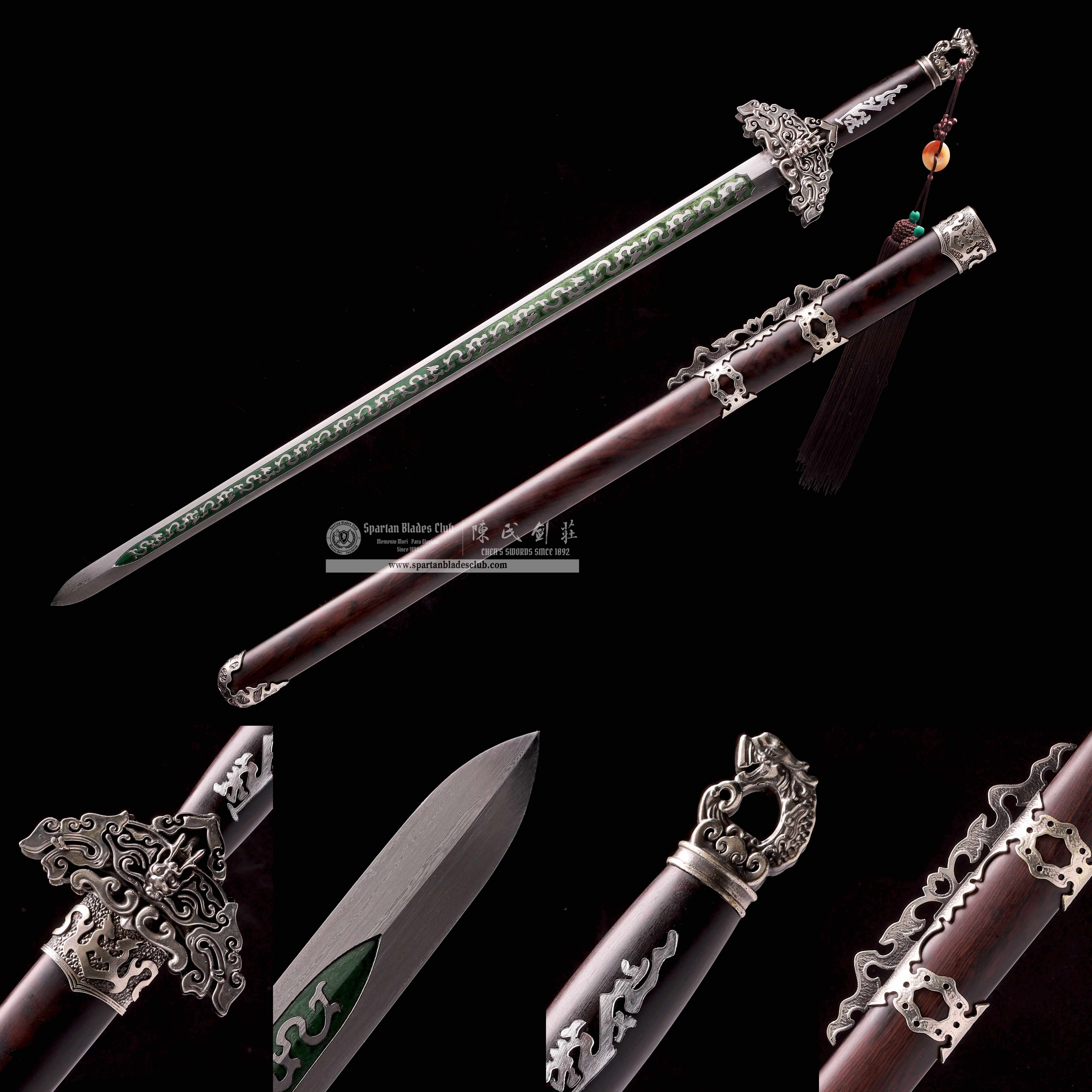 TR18 | Qingming Sword | Jian | Damascus steel | Green Destiny | Black&Green | Battle-Ready | Full-tang | Spartan Blades Club | CHEN'S SWORDS 1892 - Spartan Blades Club - 陳氏劍莊1892