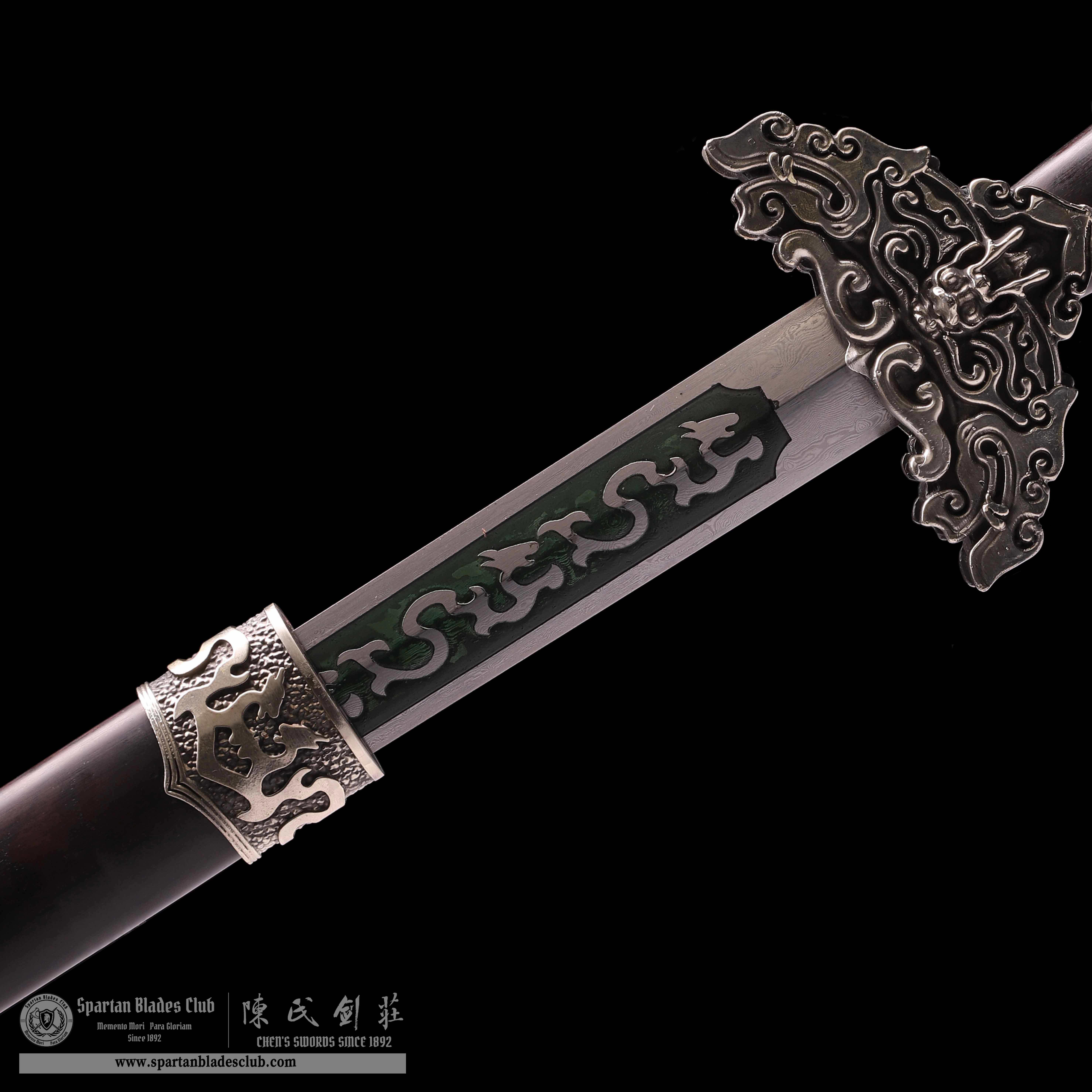 TR18 | Qingming Sword | Jian | Damascus steel | Green Destiny | Black&Green | Battle-Ready | Full-tang | Spartan Blades Club | CHEN'S SWORDS 1892 - Spartan Blades Club - 陳氏劍莊1892