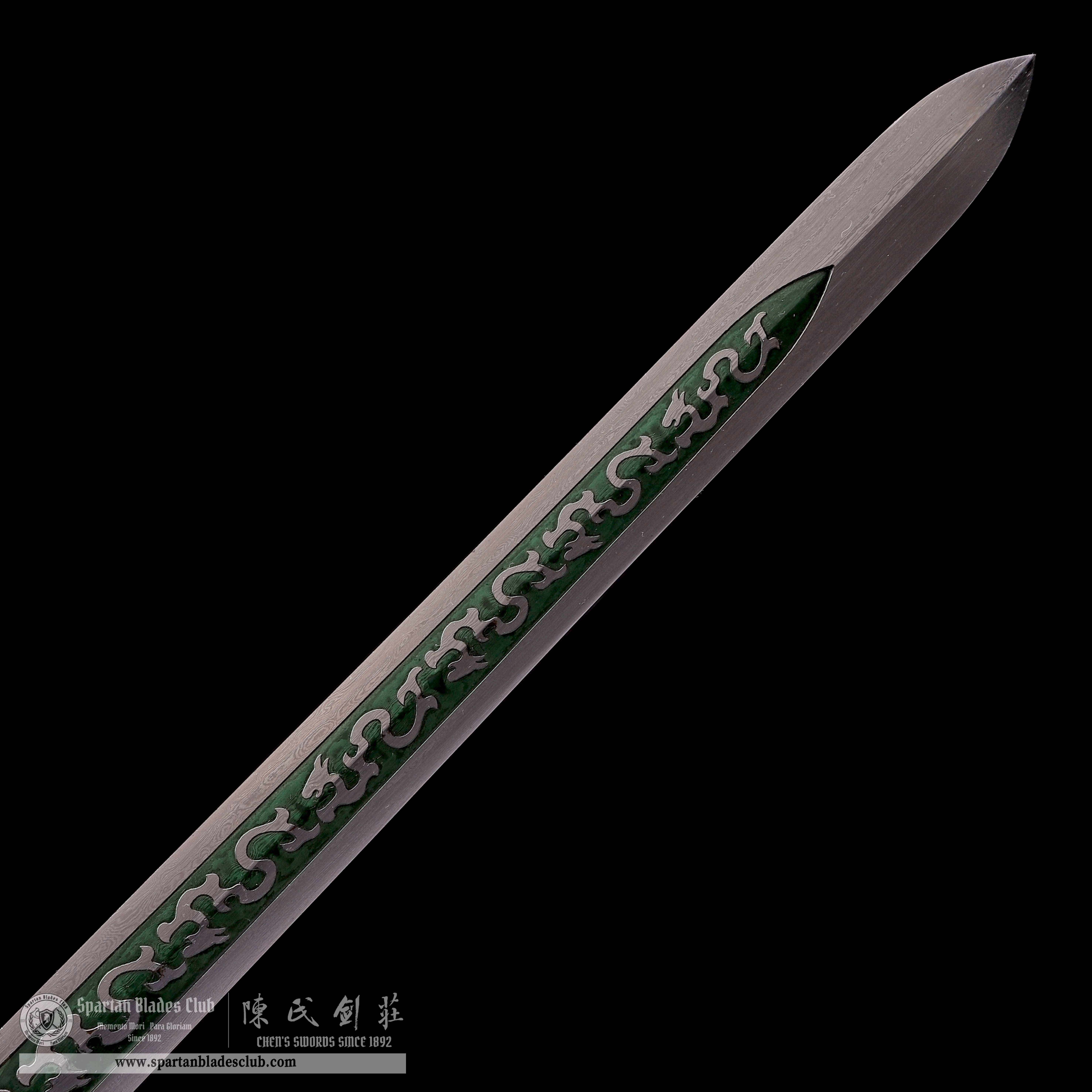 TR18 | Qingming Sword | Jian | Damascus steel | Green Destiny | Black&Green | Battle-Ready | Full-tang | Spartan Blades Club | CHEN'S SWORDS 1892 - Spartan Blades Club - 陳氏劍莊1892
