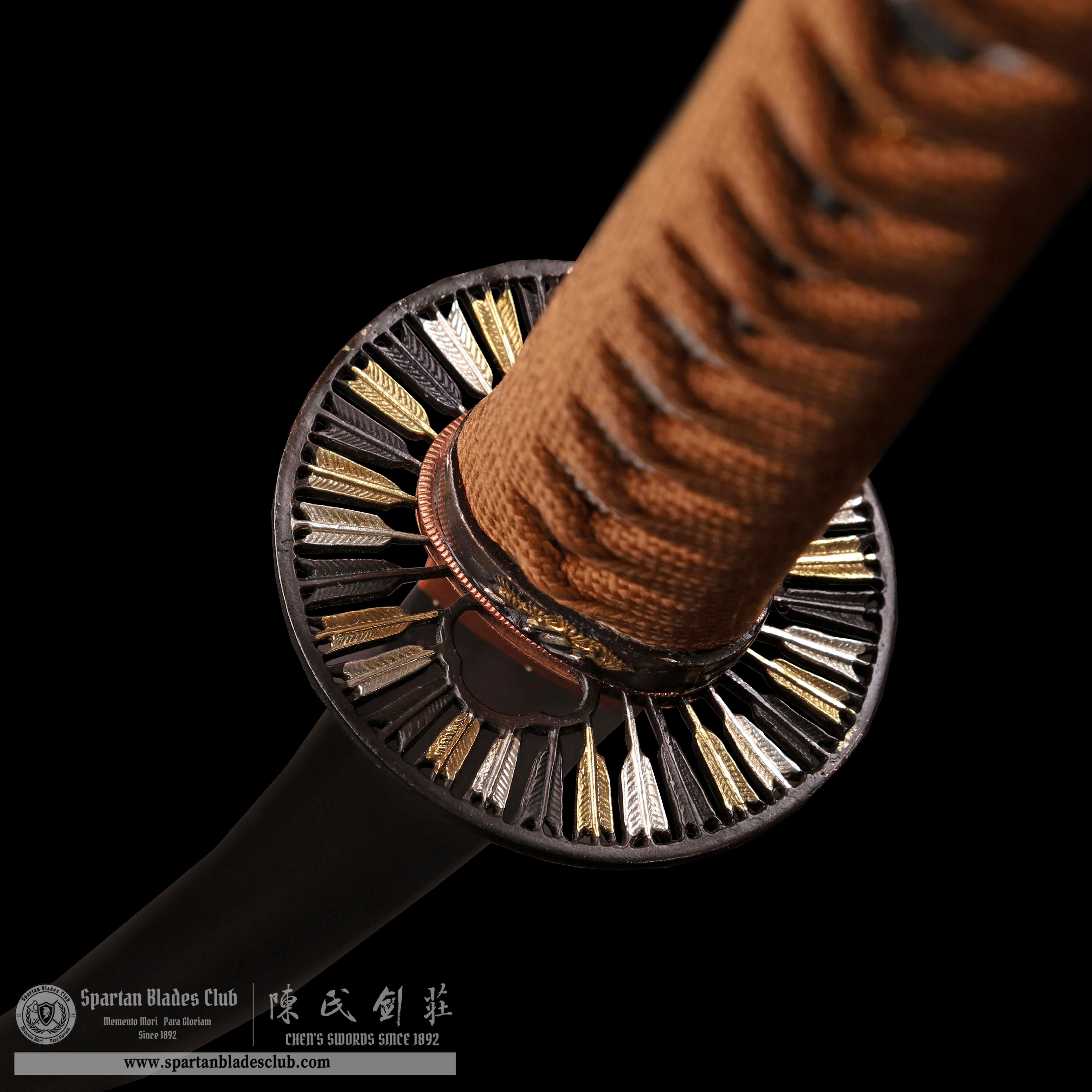 HY41｜Hero-arrow｜Wakizashi｜Damascus steel｜Clay-tempered Three-color Polishing｜Real hamon｜Black&brown｜Arrow｜Battle-Ready｜Full-tang｜Spartan Blades Club｜CHEN'S SWORDS 1892 - Spartan Blades Club - 陳氏劍莊1892
