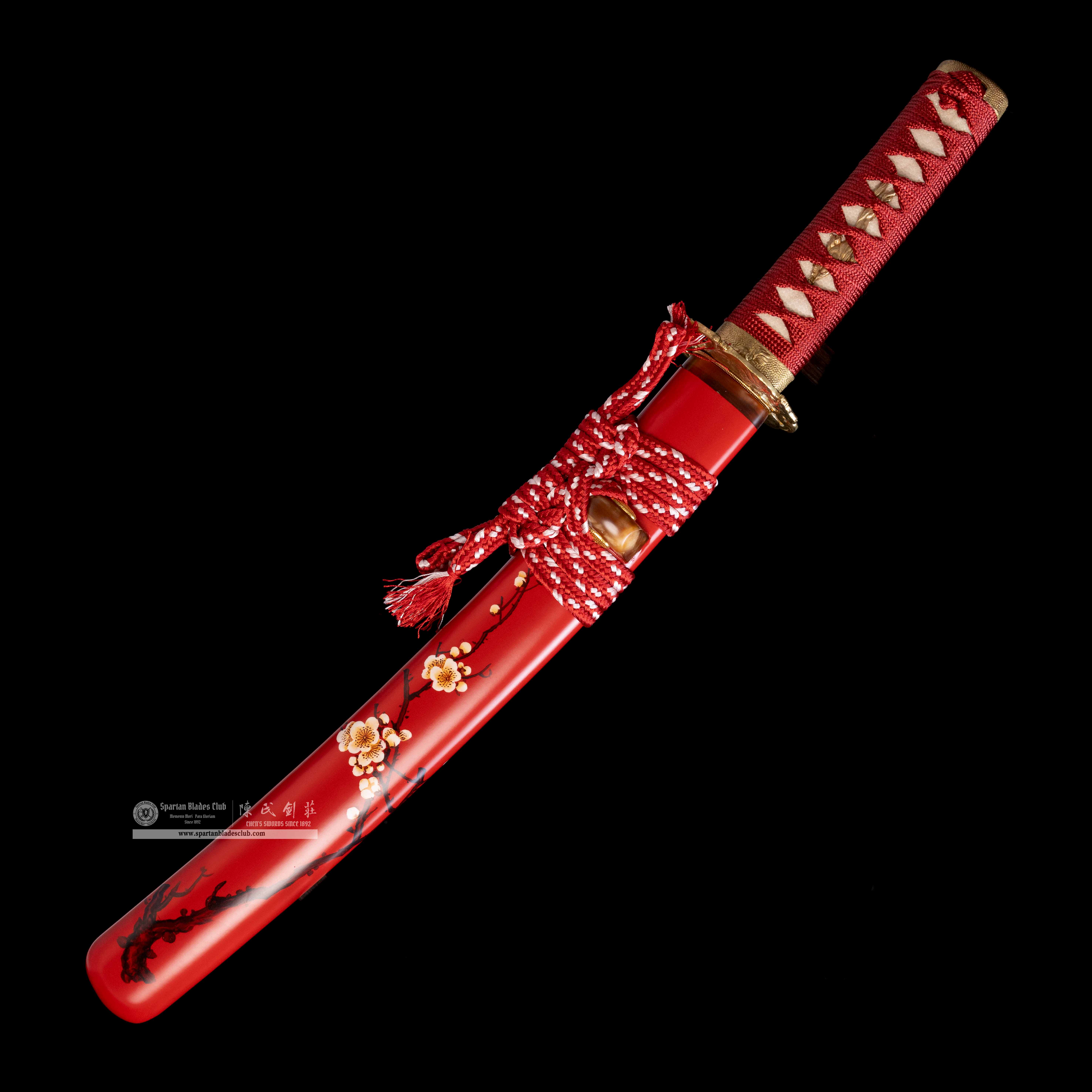 HY51|🌸Red Plum|Tanto|T10 Steel|Clay-tempered|Real Hamo|Red&Black|Battle-Ready|Full-tang|Spartan Blades Club|CHEN'S SWORDS 1892 - Spartan Blades Club