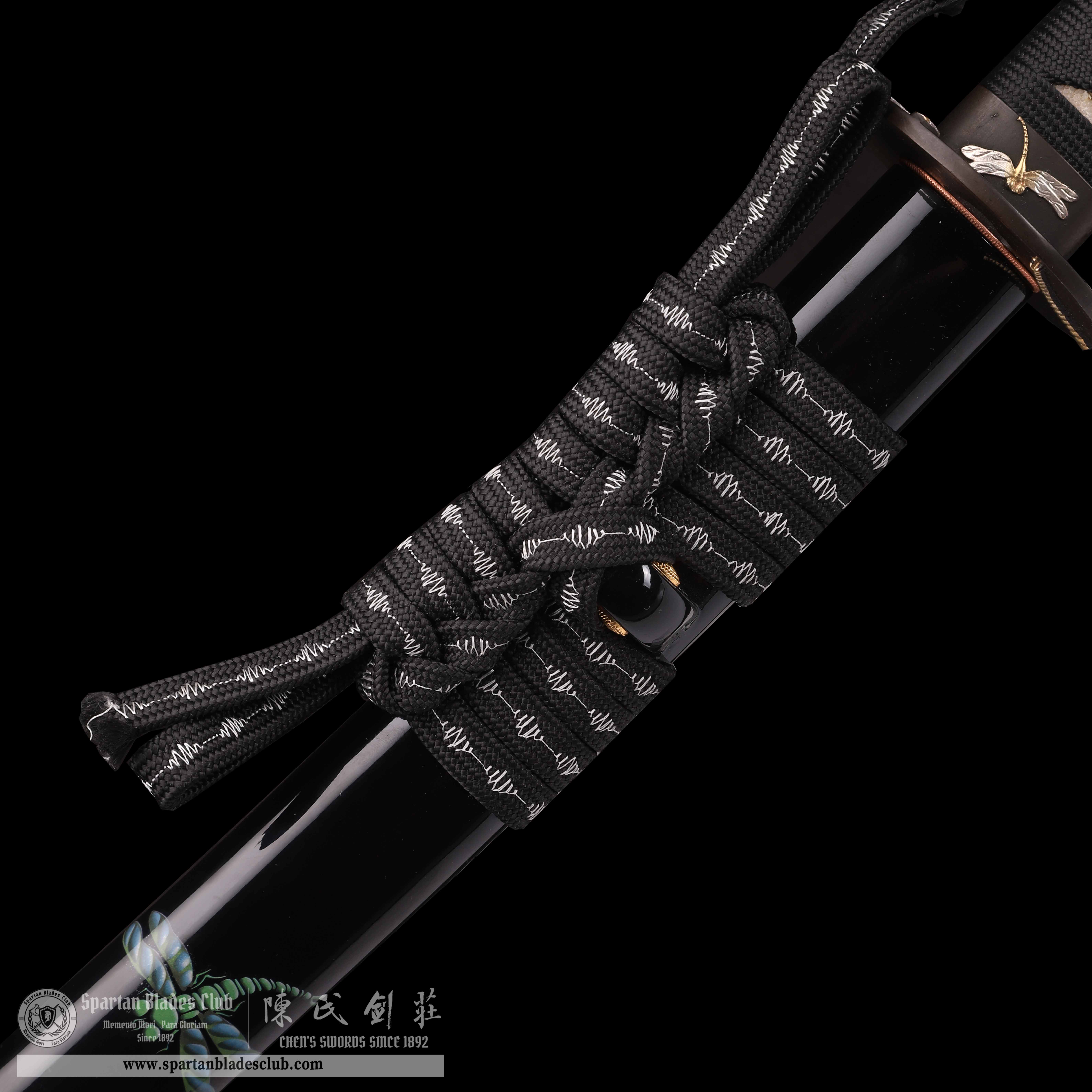 HY43|Shadow Dragonfly|Katana|Damascus steel|Clay-tempered|Real Hamon|Black|Battle-Ready|Full-tang|Spartan Blades Club|CHEN'S SWORDS 1892 - Spartan Blades Club - 陳氏劍莊1892