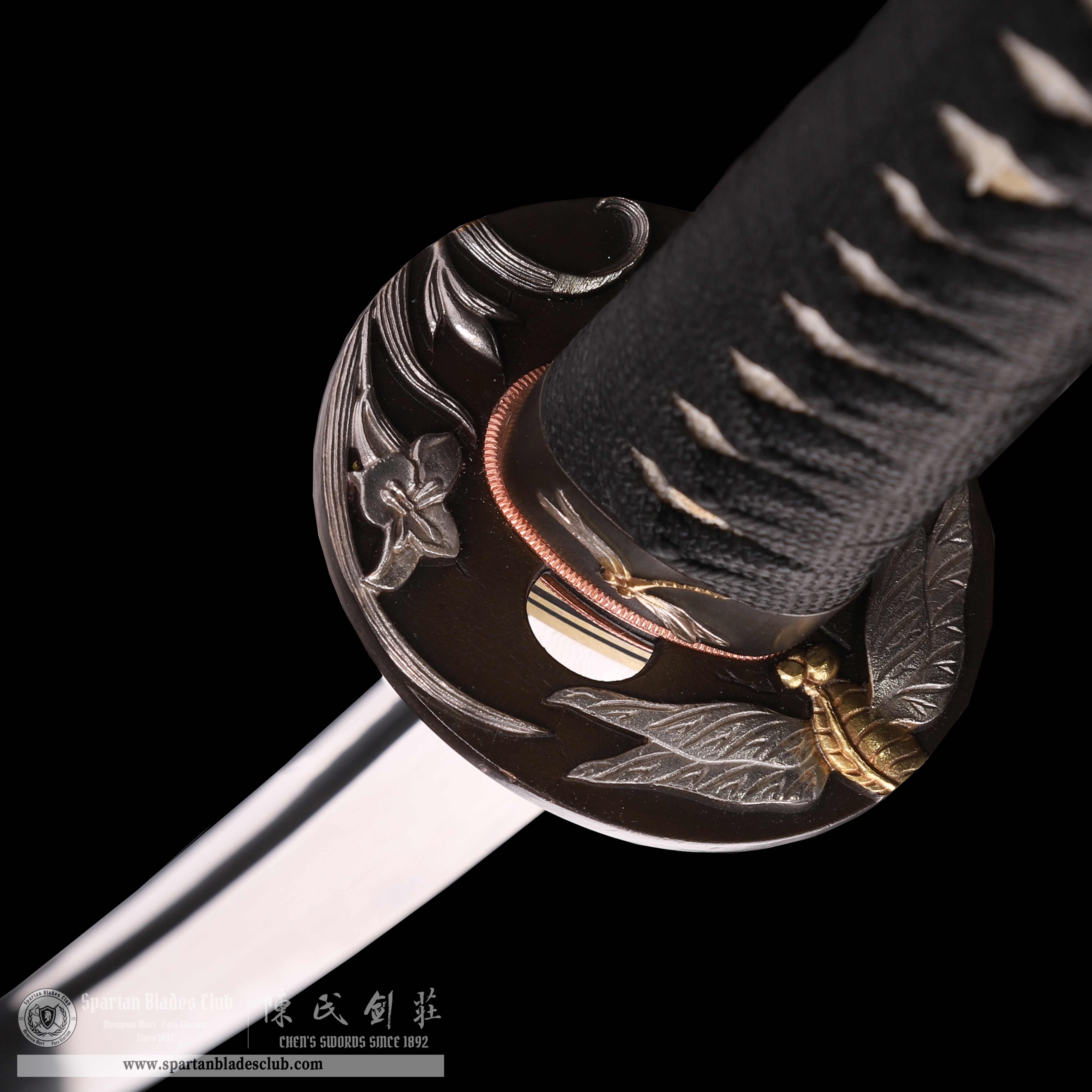 HY43|Shadow Dragonfly|Katana|Damascus steel|Clay-tempered|Real Hamon|Black|Battle-Ready|Full-tang|Spartan Blades Club|CHEN'S SWORDS 1892 - Spartan Blades Club - 陳氏劍莊1892
