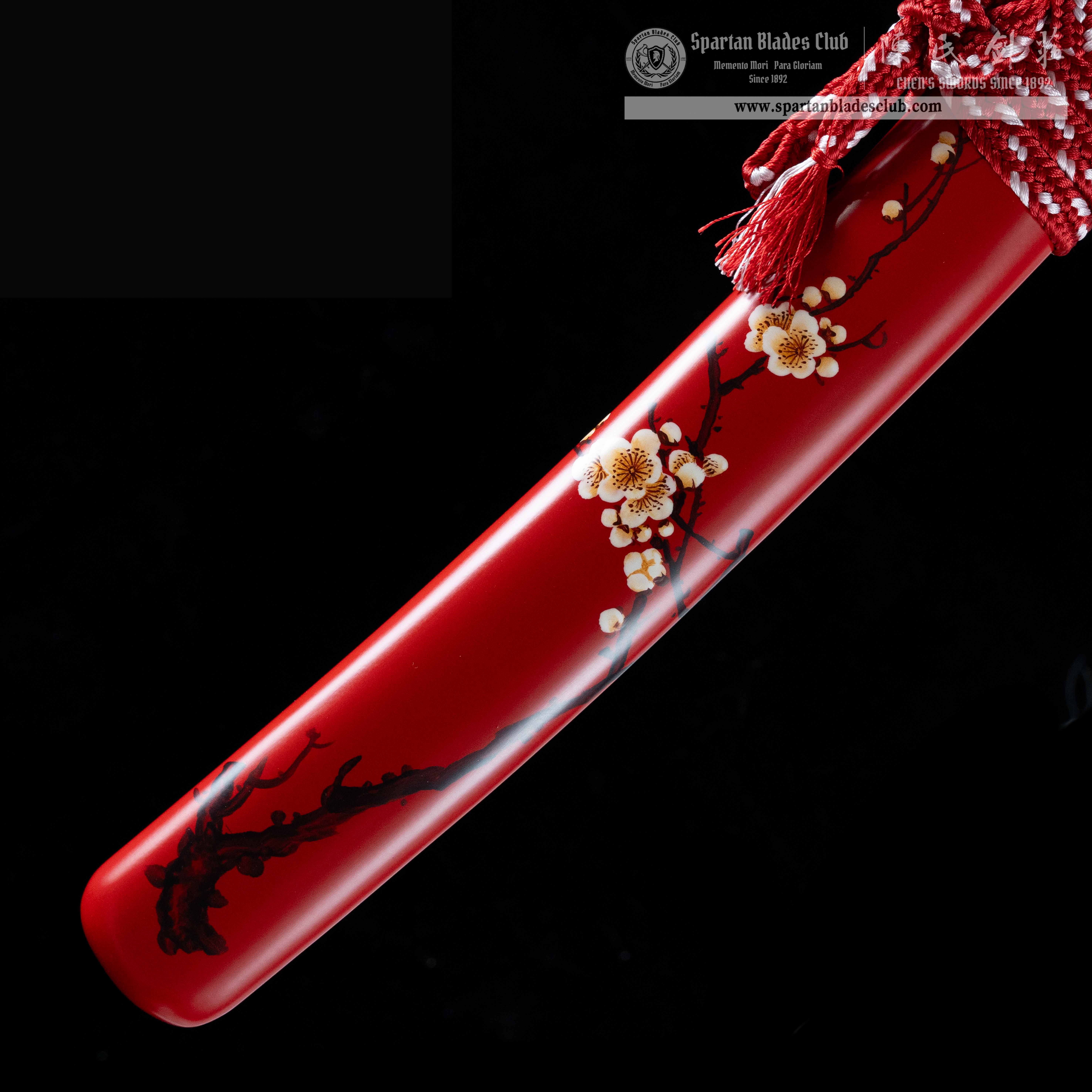 HY51|🌸Red Plum|Tanto|T10 Steel|Clay-tempered|Real Hamo|Red&Black|Battle-Ready|Full-tang|Spartan Blades Club|CHEN'S SWORDS 1892 - Spartan Blades Club