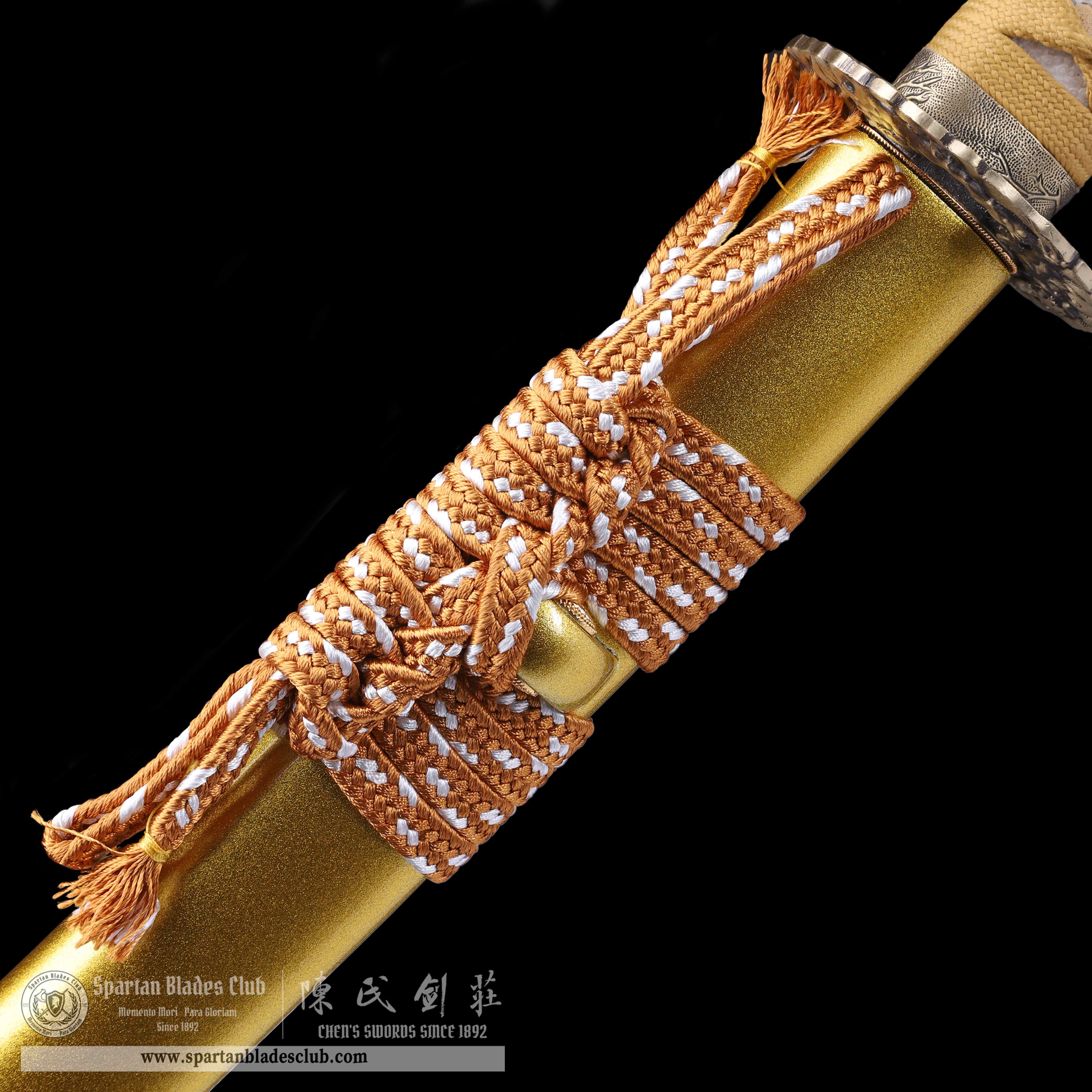 HY45|Golden Loong  Blade|Katana|T10 Steel|Clay-tempered|Real Hamon|Chinese Loong|Golden|Battle-Ready|Full-tang|Spartan Blades Club|CHEN'S SWORDS 1892 - Spartan Blades Club - 陳氏劍莊1892